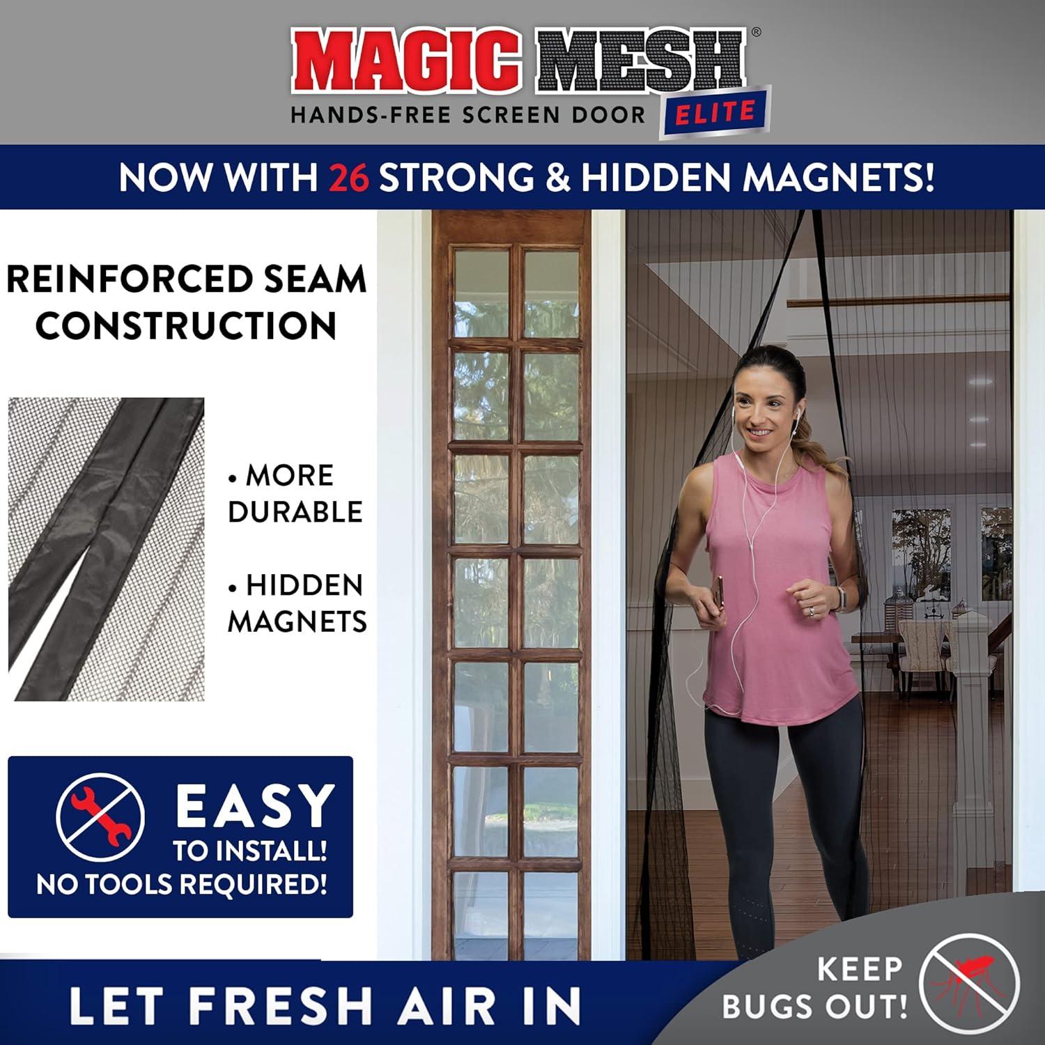 MAGIC MESH Screened Shelters Elite: Magnetic Doorway Screen, Polyester Canopy, Black, Easy Setup, 1 Door