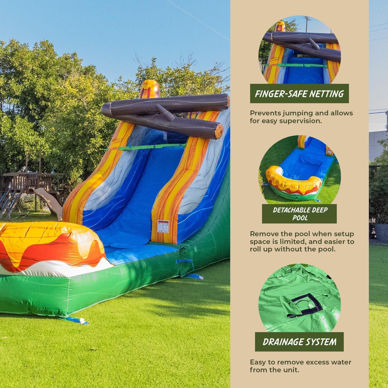 XJUMP Dinosaur Commercial Grade Bounce House Water Slide (with Pool and Blower)