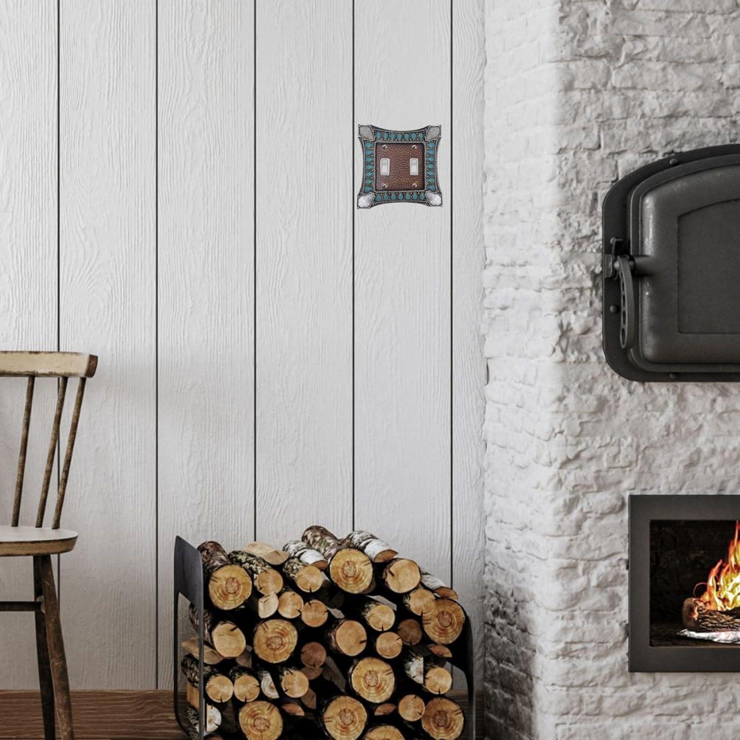 Paseo Road by HiEnd Accents Amelia Turquoise Double Wall Switch Plate, 5.5x4.75 inch