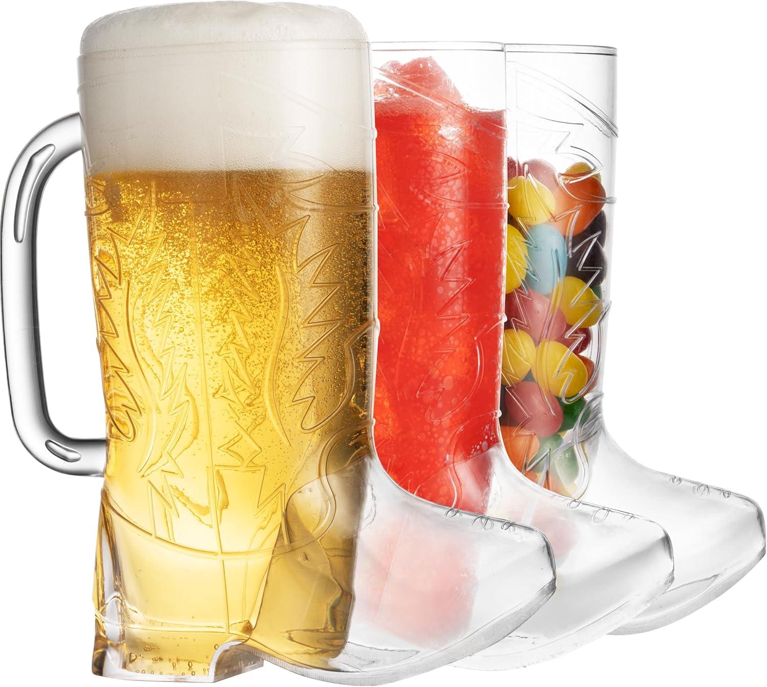 JoyServe 17 Oz Cowboy Boot Mug with Handle Western Themed Cup Party Decorations, 6-Pack