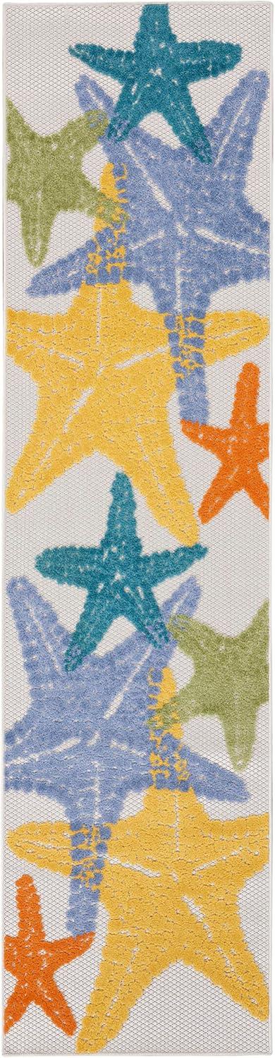 Aloha Shoreline Starfish 2x6 Multicolor Outdoor Rug