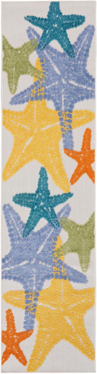Aloha Shoreline Starfish 2x6 Multicolor Outdoor Rug