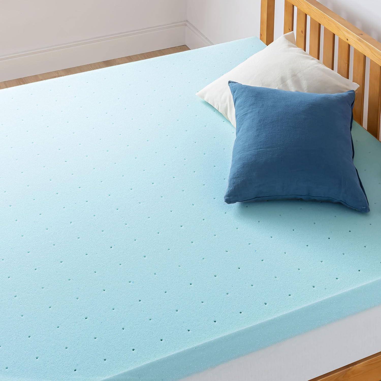 Twin XL Blue Gel-Infused Memory Foam Mattress Topper