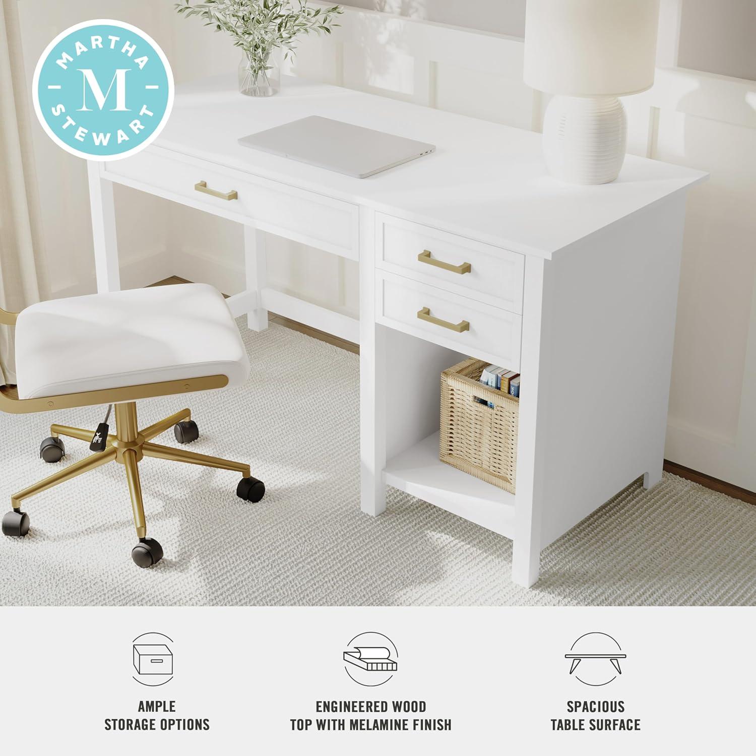 Martha Stewart Martha Stewart Hutton Shaker Style Home Office Desk With 2 Side Drawers