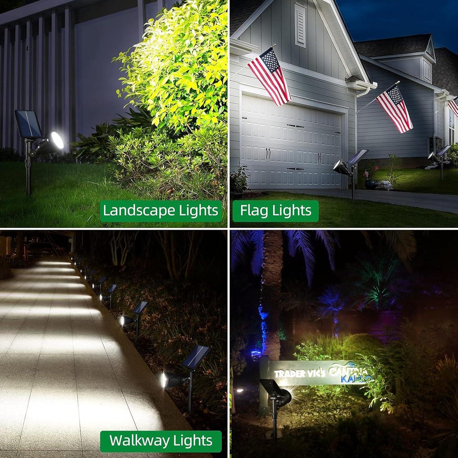 Cool White Solar LED Pathway Spotlights with Dusk to Dawn Sensor, 4-Pack