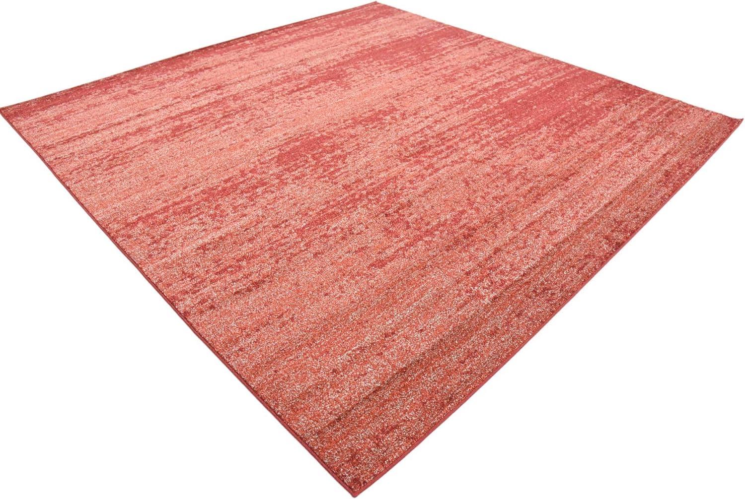 Terracotta Square Tufted Stain-Resistant Area Rug