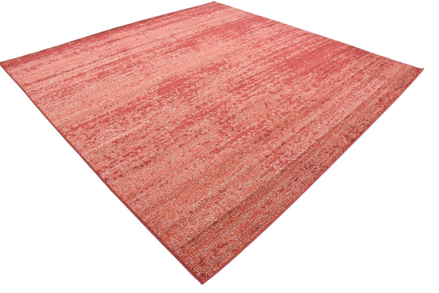 Unique Loom Lucille Del Mar 8 x 8 (ft) Loomed Polypropylene Terracotta/Red Square Indoor Distressed/Overdyed Area rug