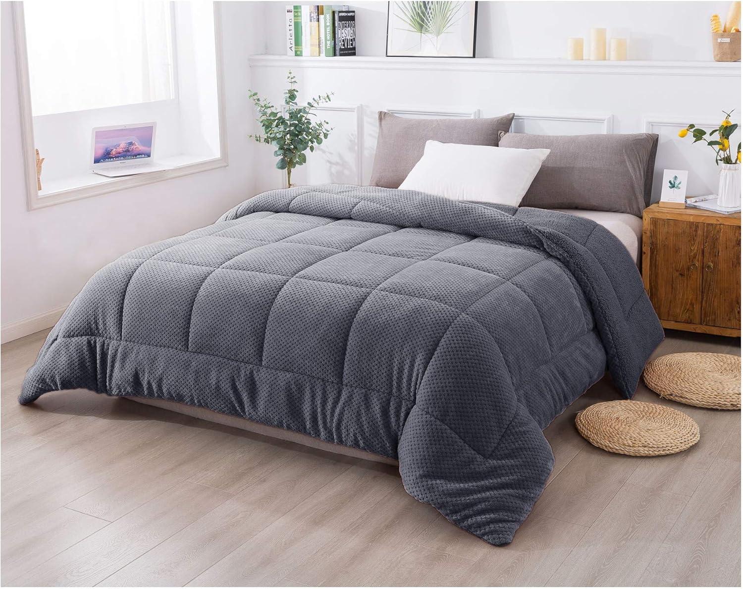 Twin Dark Grey Reversible Microfiber Duvet