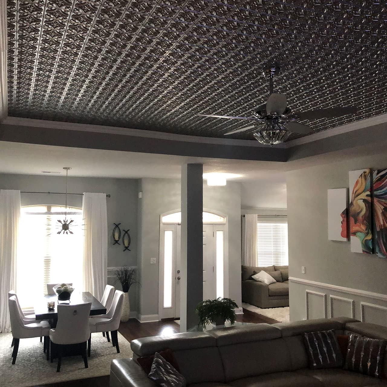 FromPlainToBeautifulInHours Gothic Reims 2 Ft. X 2 Ft. Drop-In Or Glue-Up PVC Ceiling Tile (Set of 10)