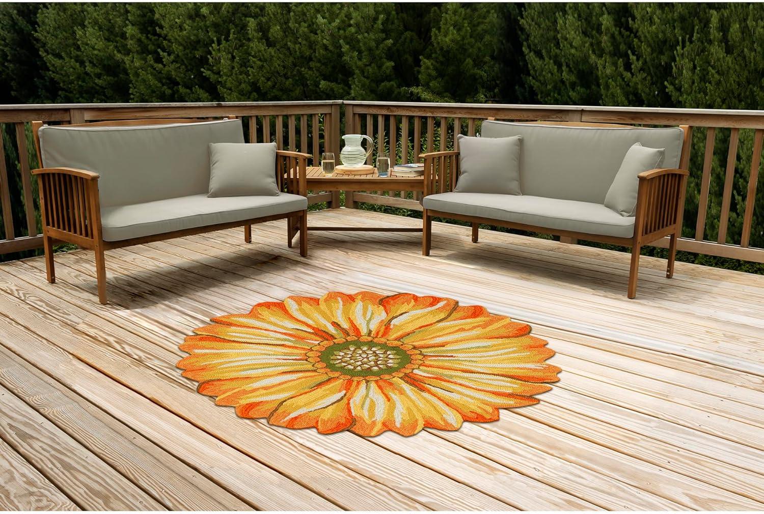 Painterly Sunflower Hand-Tufted Outdoor Rug