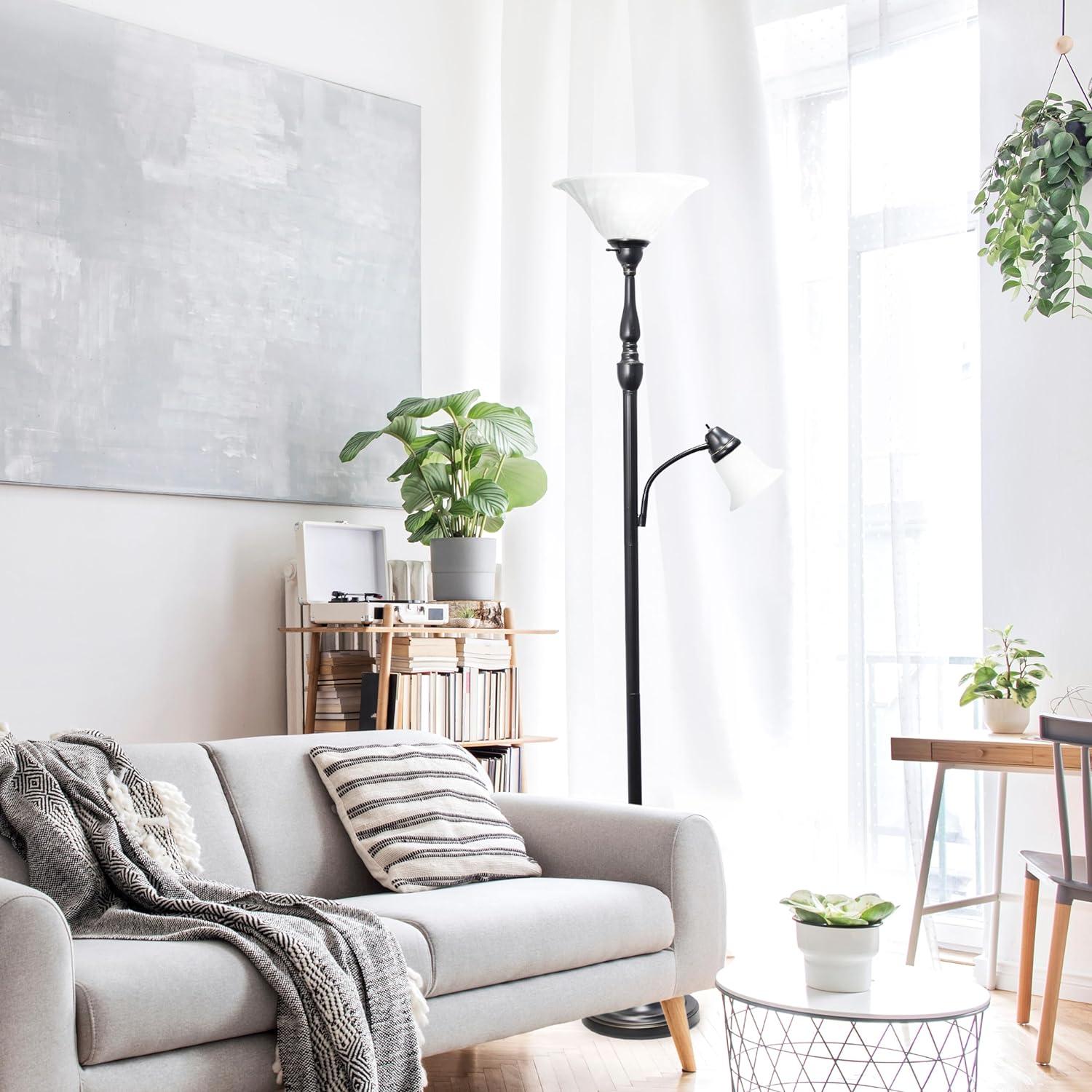 71" 2-Light Mother Daughter Floor Lamp Bronze - Elegant Designs: With Reading Light, Adjustable