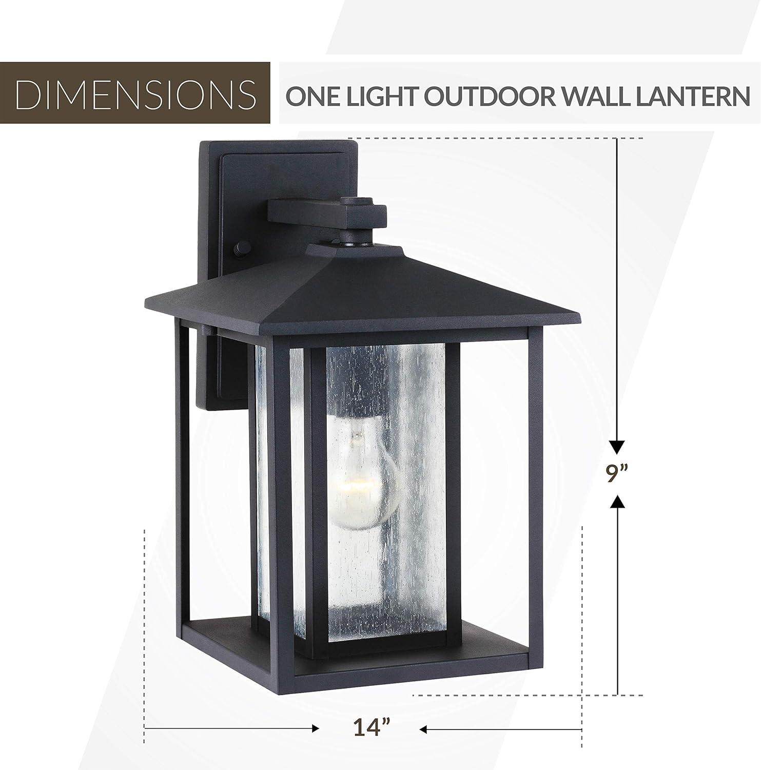 Pewter and Black Energy Star Outdoor Lantern with Seeded Glass