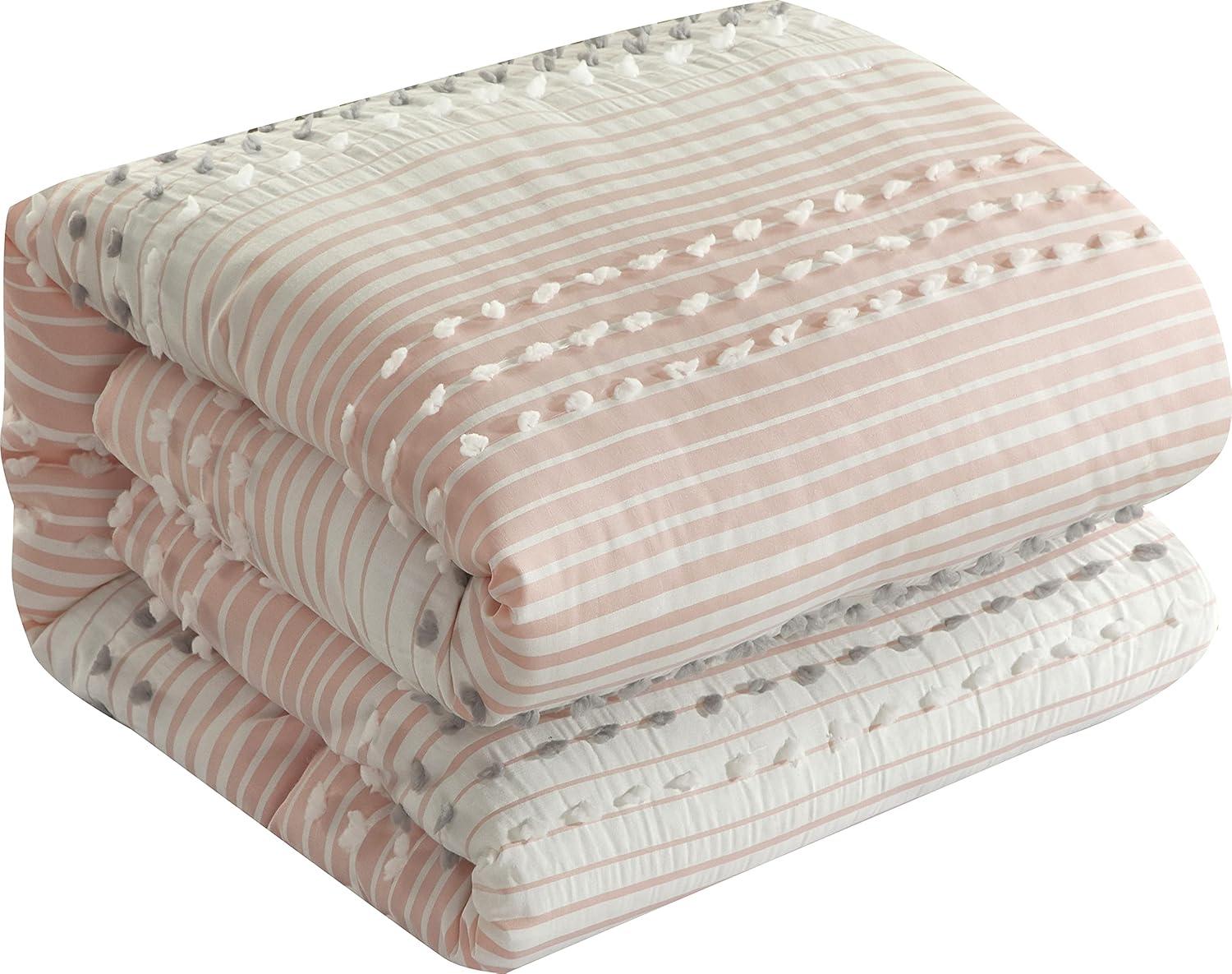 Clarion Pink 7 Piece Chic Striped Comforter Set