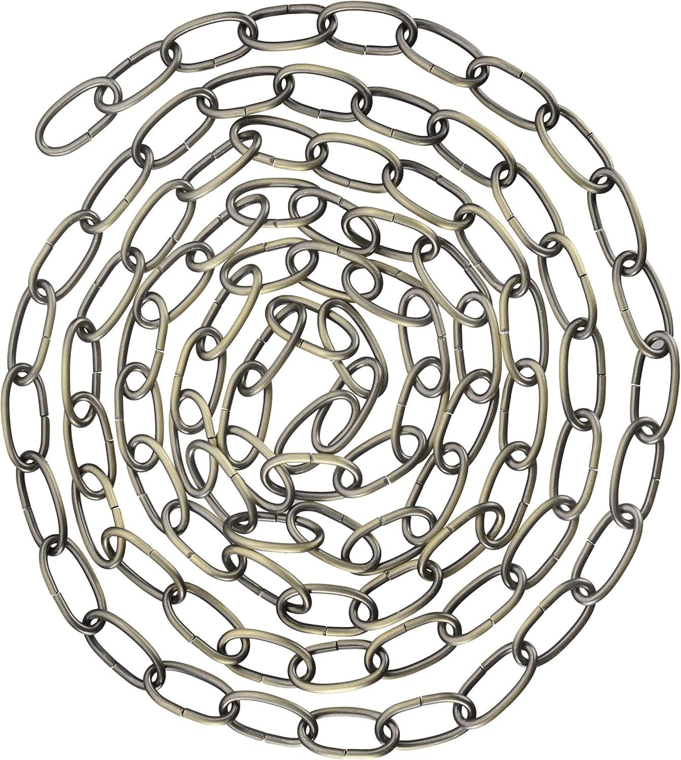 Aspen Creative 21110-51,Steel 10 Feet Heavy Duty Chain For Hanging Up Maximum Weight 40 Pounds-Lighting Fixture/Swag Light/Plant In Antique Brass.11 Gauge.