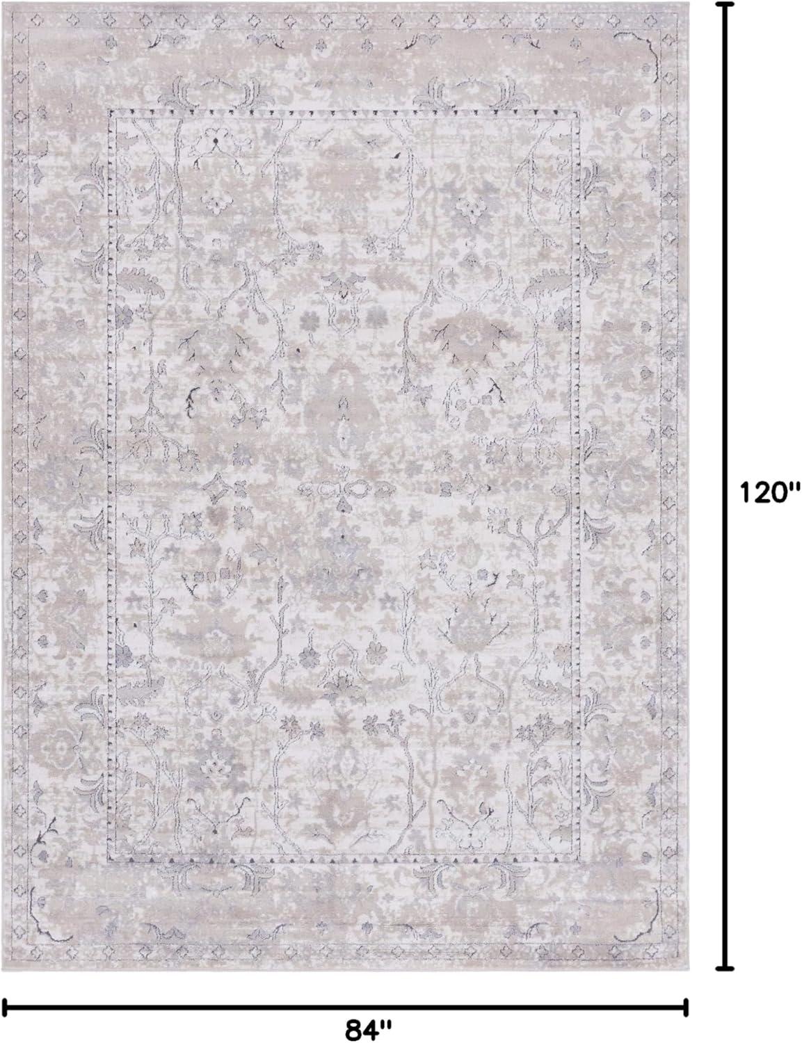 Unique Loom Portland Collection Area Rug - Central (7' 1" x 10' Rectangle Ivory/Gray)