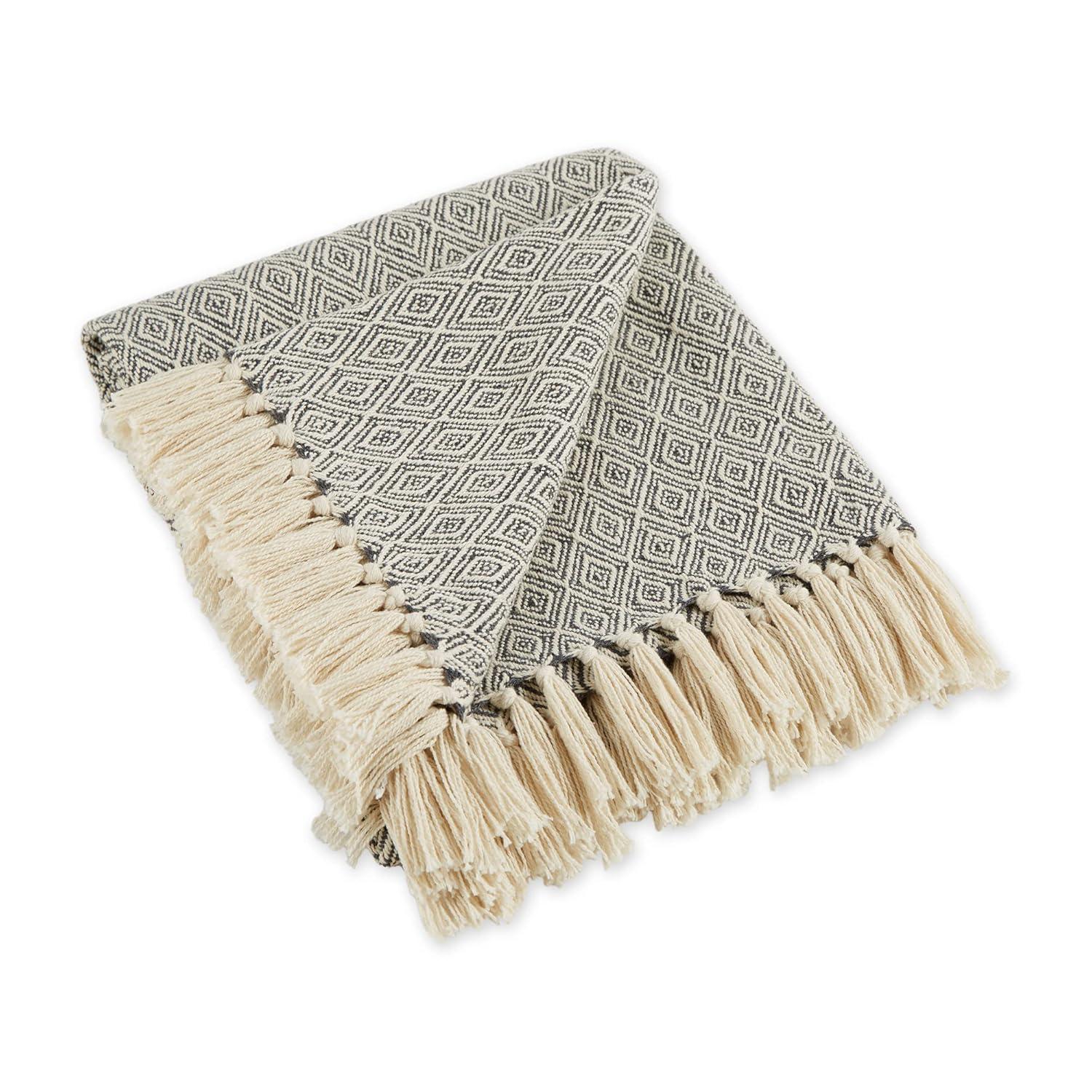 50"x60" Fields of Diamond Throw Blanket Dark Gray - Design Imports: Hypoallergenic, Machine Washable