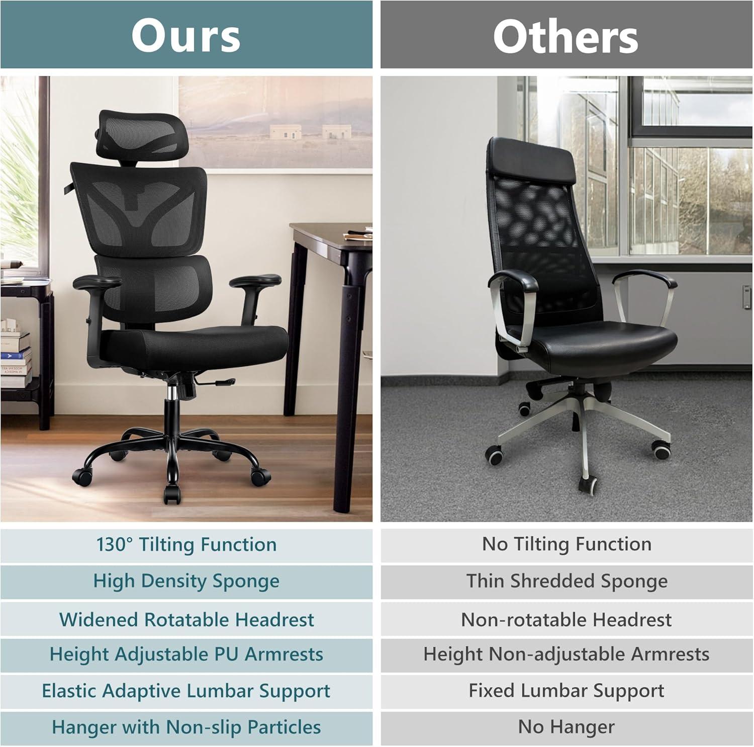 Black Ergonomic High Back Mesh Office Chair with Adjustable Armrests