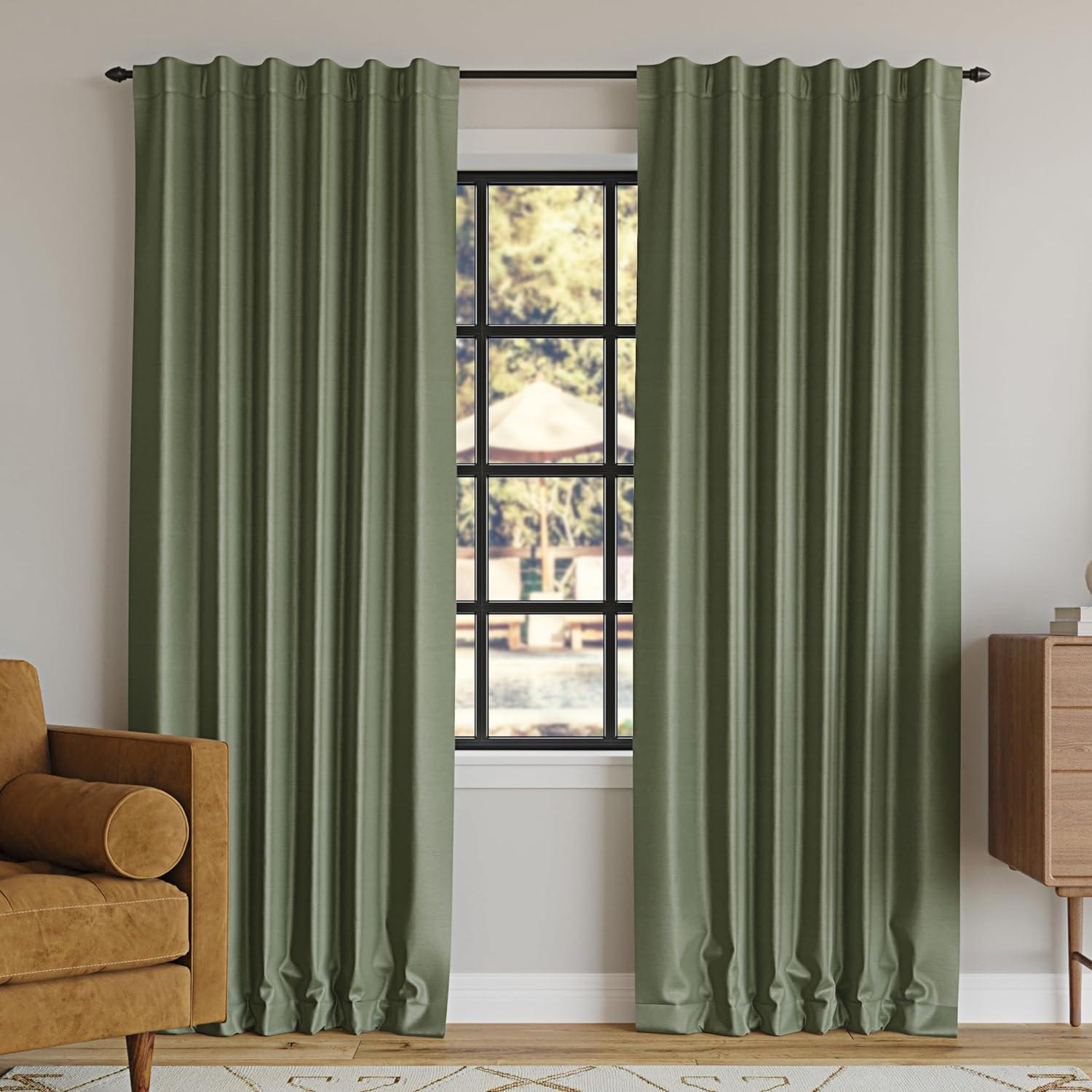 Faux Dupioni Silk Thermal Extreme 100% Blackout Back Tab Curtain Panel