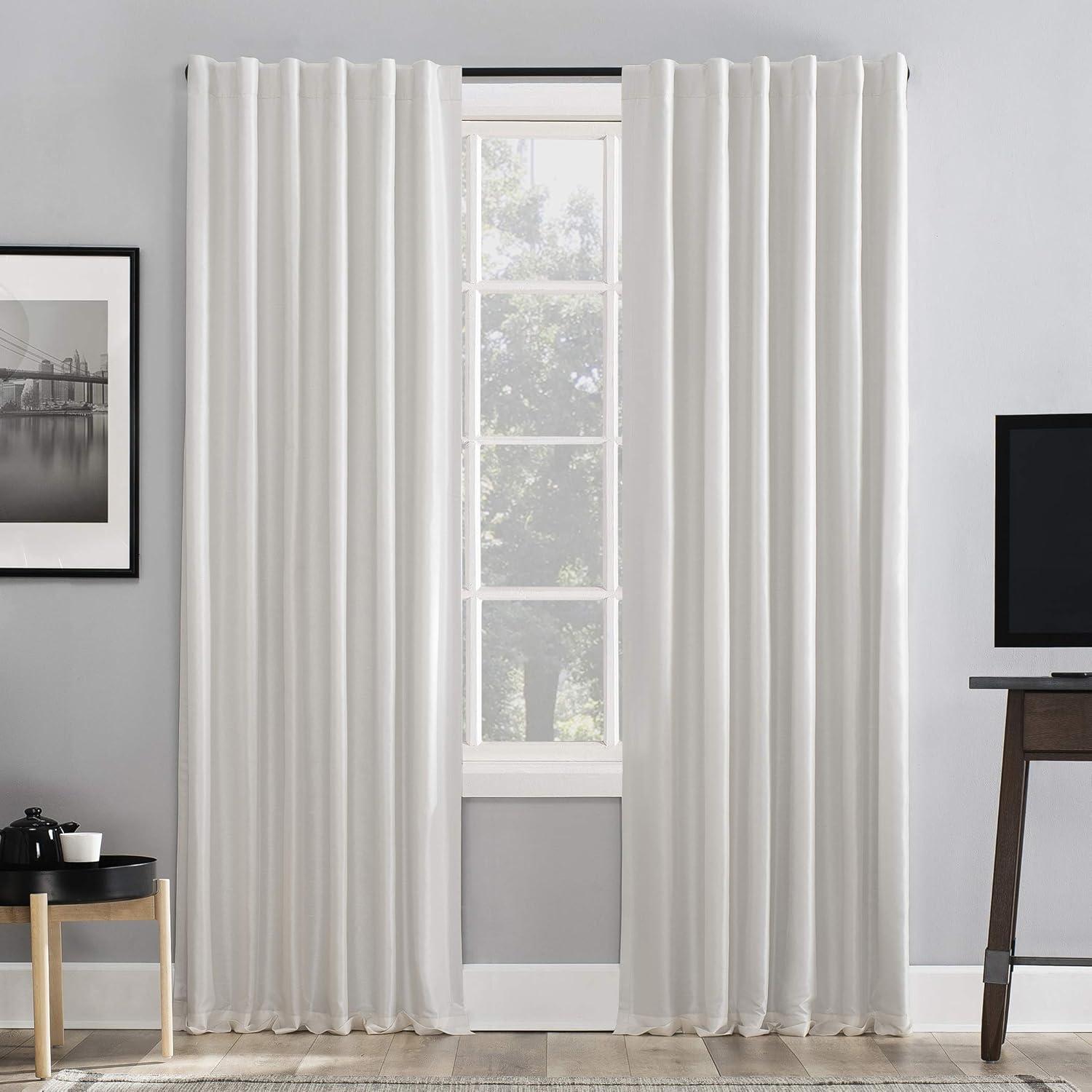 Faux Dupioni Silk Thermal Extreme 100% Blackout Back Tab Curtain Panel