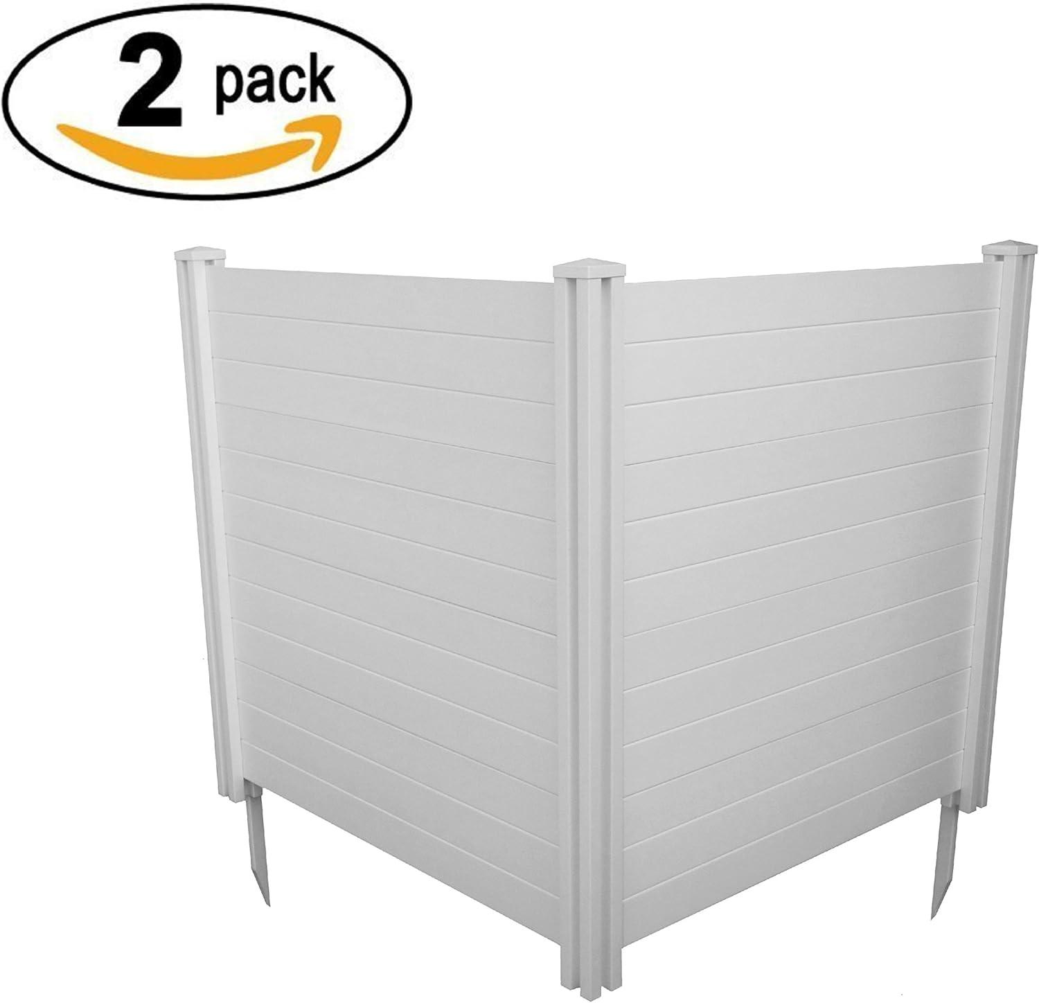 4ft H x 4ft W (2 Panels) No Dig Enclo Premium White Vinyl Privacy Screen, Outdoor Privacy Panels, Use As Air Conditioner Fence, Trash Can Enclosure, Pool Equipment Enclosure, ZP19014