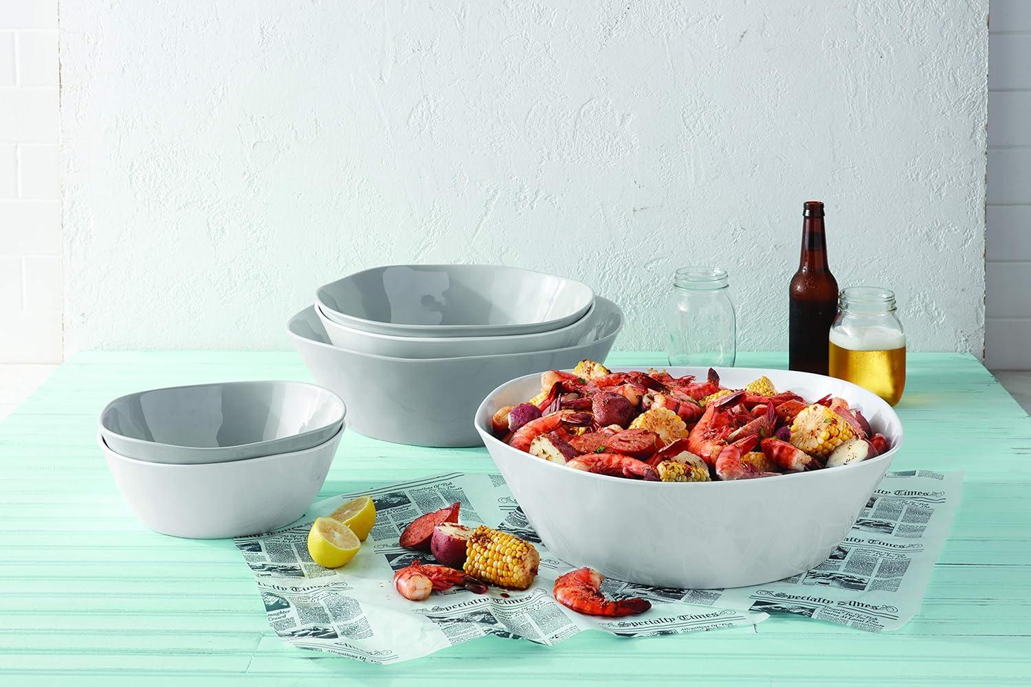 Cloud White 16" Round Melamine Serving Bowl