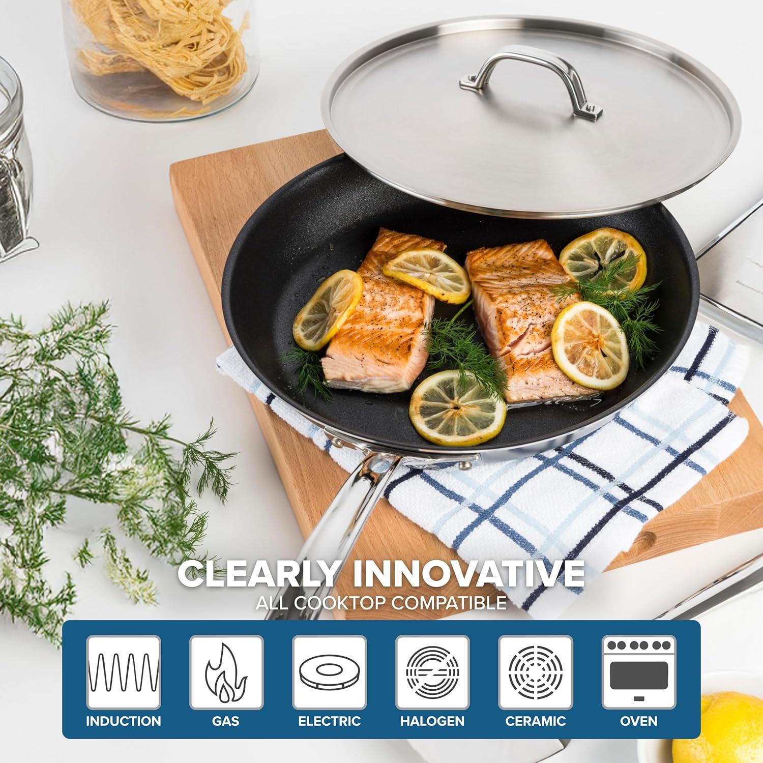 Viking 12" Stainless Steel Nonstick Fry Pan with Lid