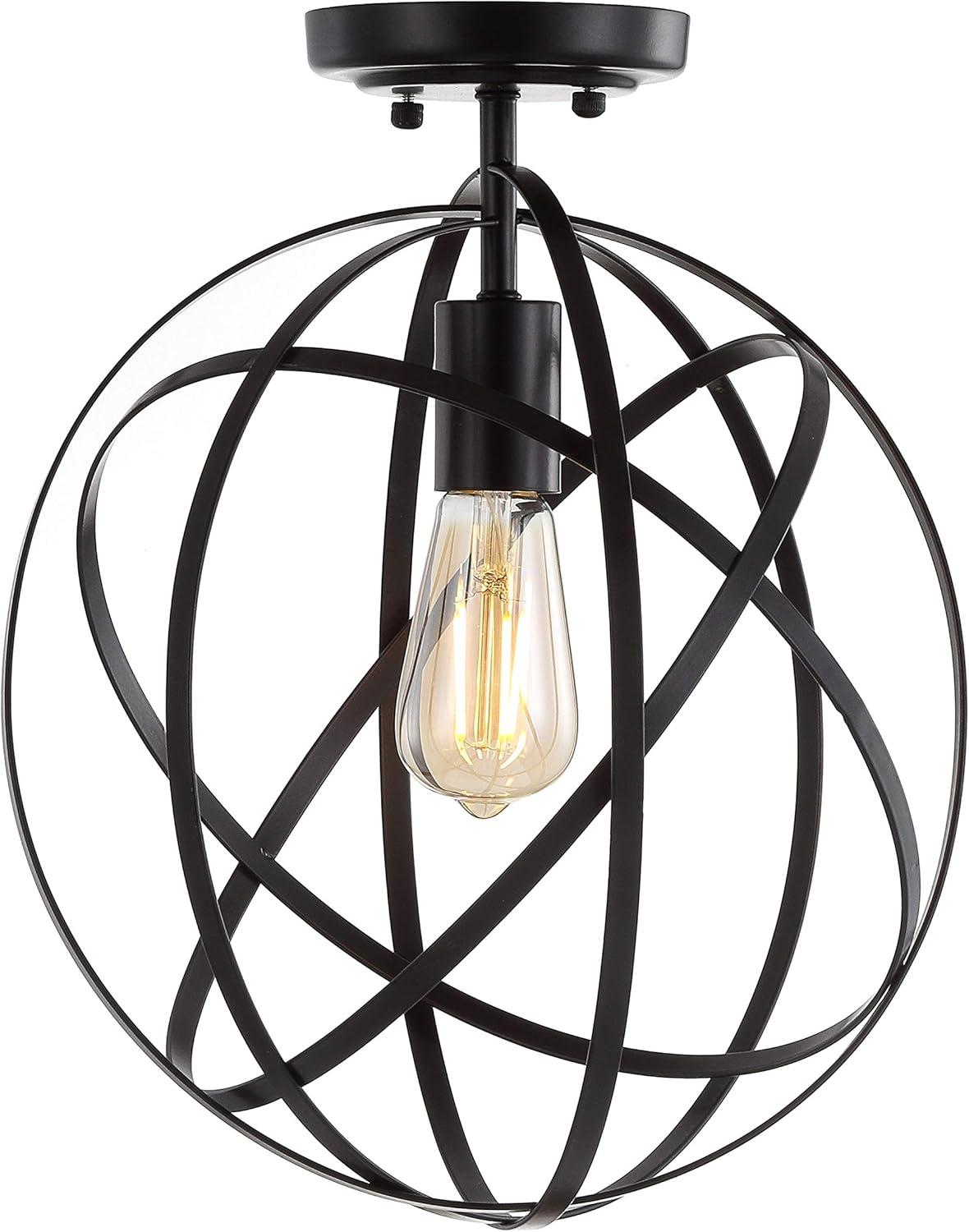 JONATHAN  Y Alma 13" Metal Orb Contemporary 1 -Light 13-in Polished Bronze Semi Flush Mount Light
