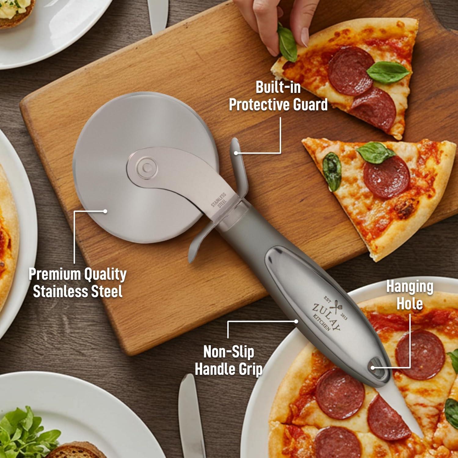 Zulay Kitchen Zulay Kitchen Pizza Cutter Wheel with Stainless Steel blade and guards Pizza Slicer Non-Slip Handle