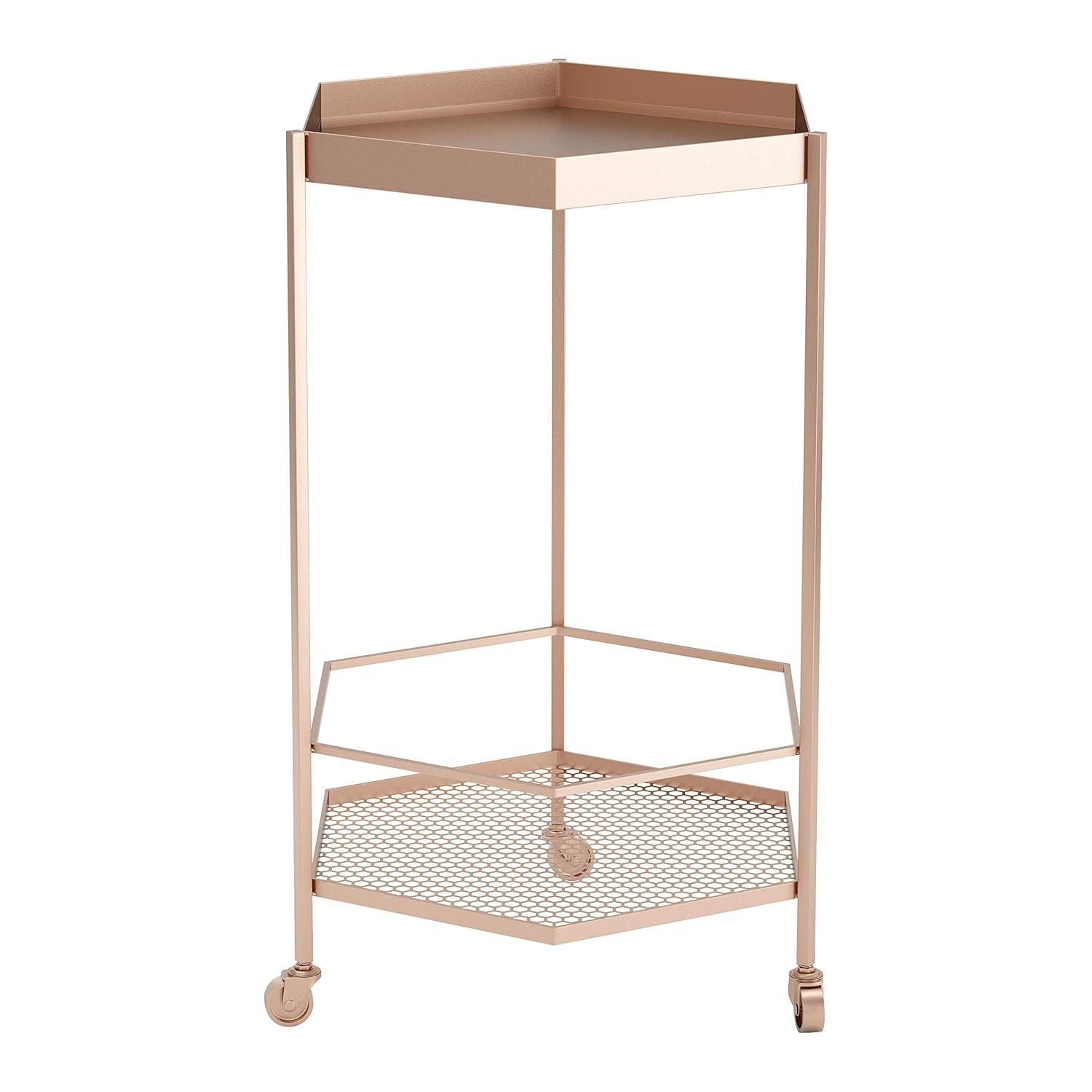 ZUO Hex Modern Steel Metal Bar Cart with Hexagon Shelves in Gold Finish