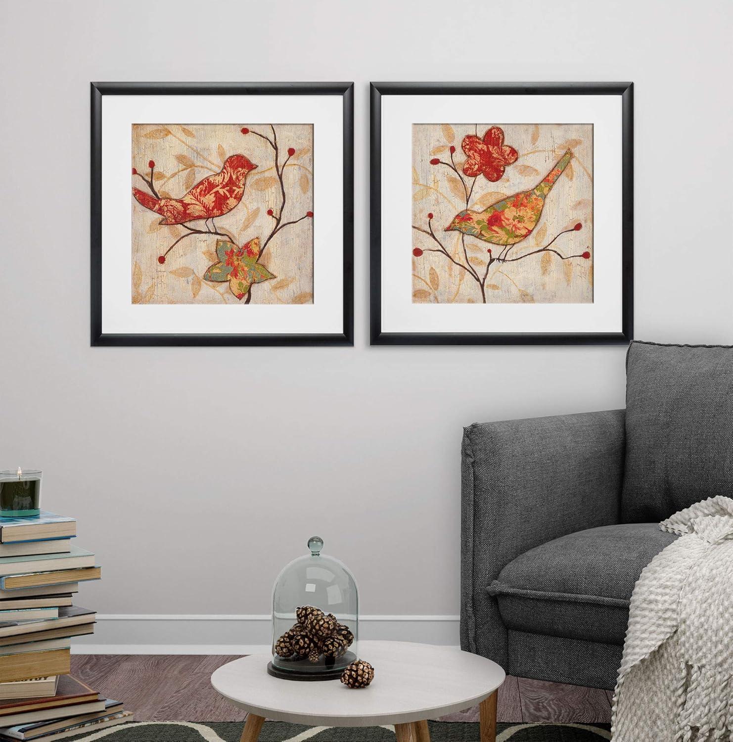 Wexford Home Song Birds -2 Piece Set Art Print, 16X16, Black