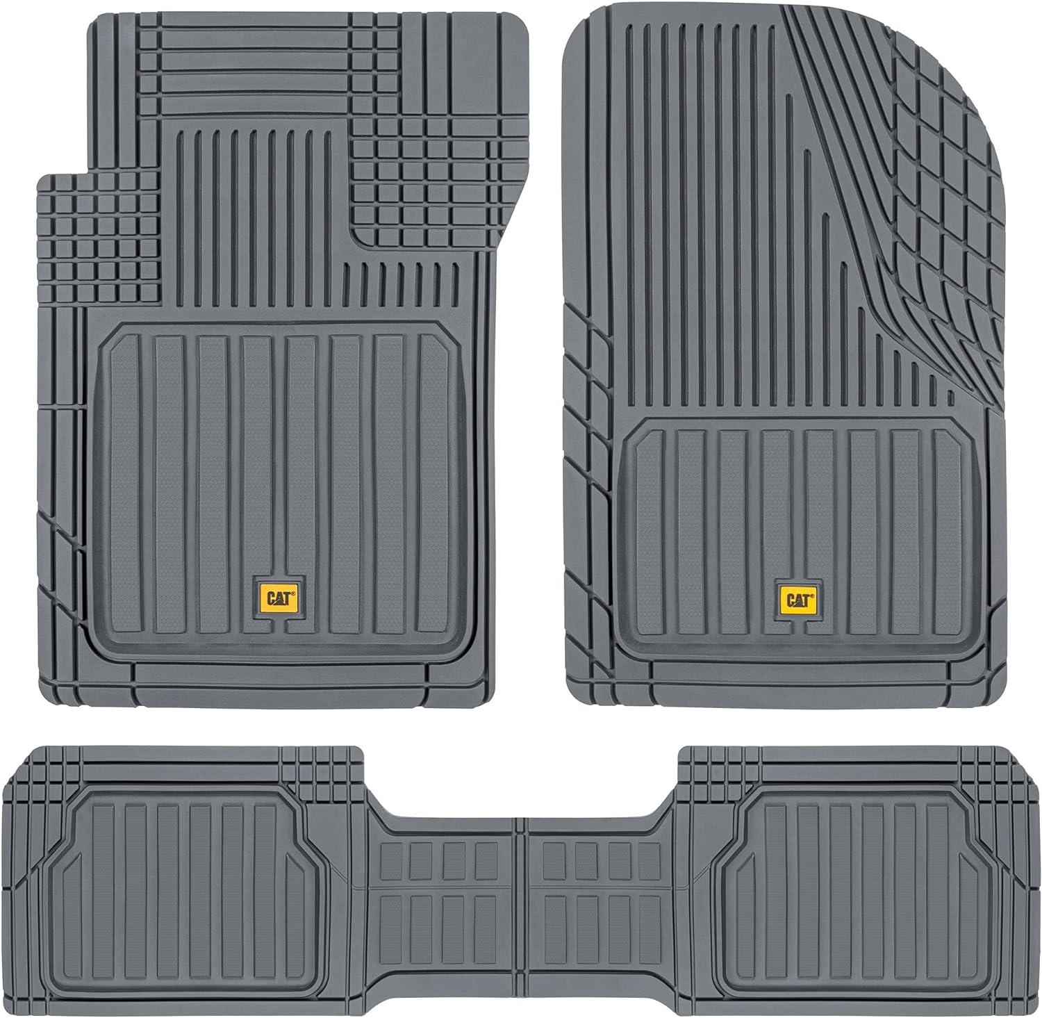 Cat® ToughLiner™ Rubber Car Floor Mats for Auto Truck SUV & Van, Full Custom Trim to Fit Liners, Advanced Performance Heavy Duty Odorless Car Mats, All Weather Protection, Gray