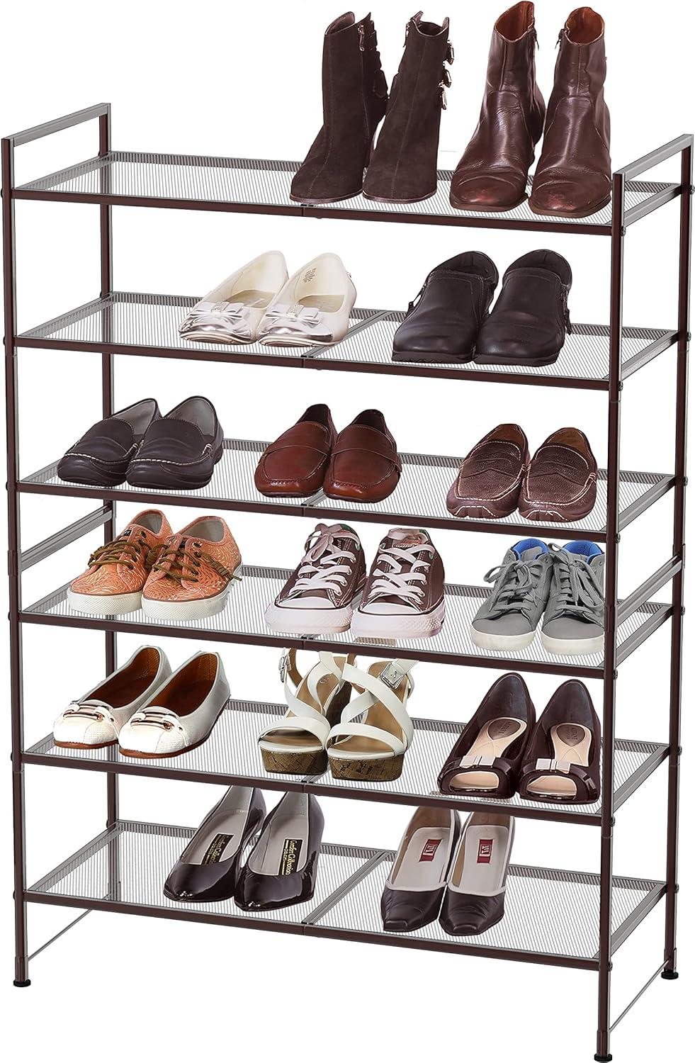 Bronze 3-Tier Stackable Metal Shoe Rack