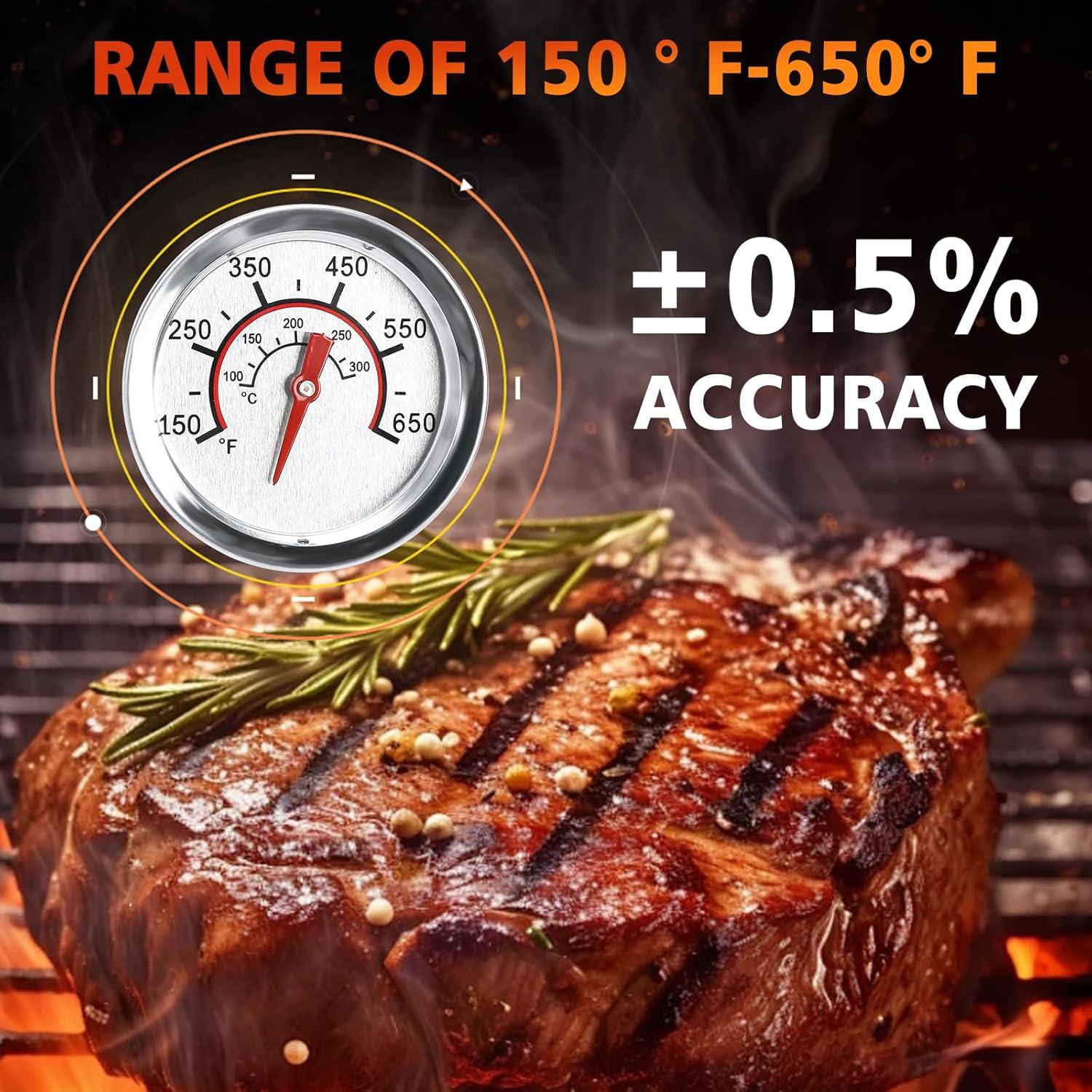 Hisencn 2.36'' Temperature Gauge for Charbroil Grill Replacement Parts, Grill Thermometer Gauge for Weber, Kenmore, Nexgrill, Brinkmann, Jenn Air Grill