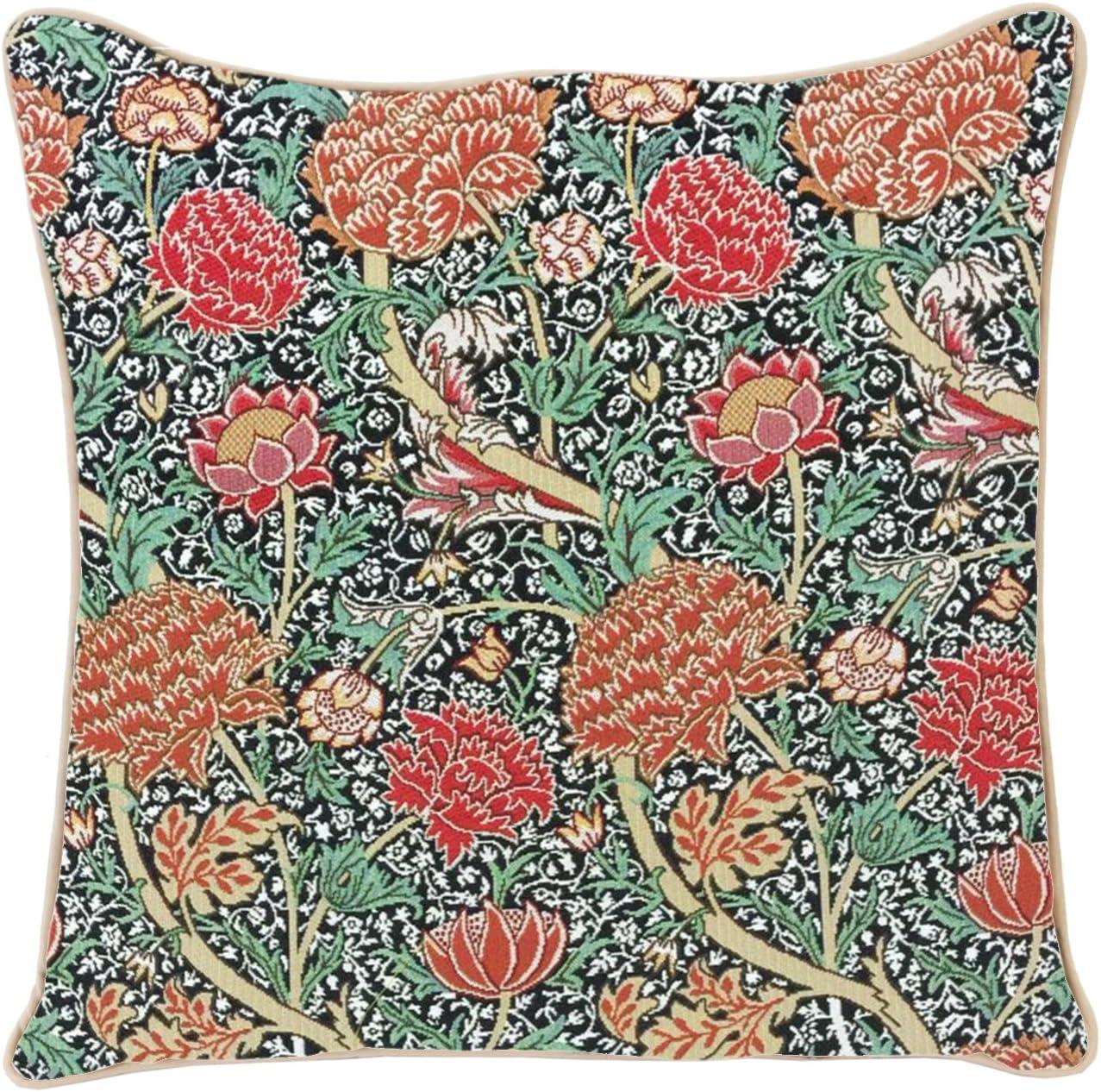 Floral Tapestry Euro Pillowcase with Piped Edge