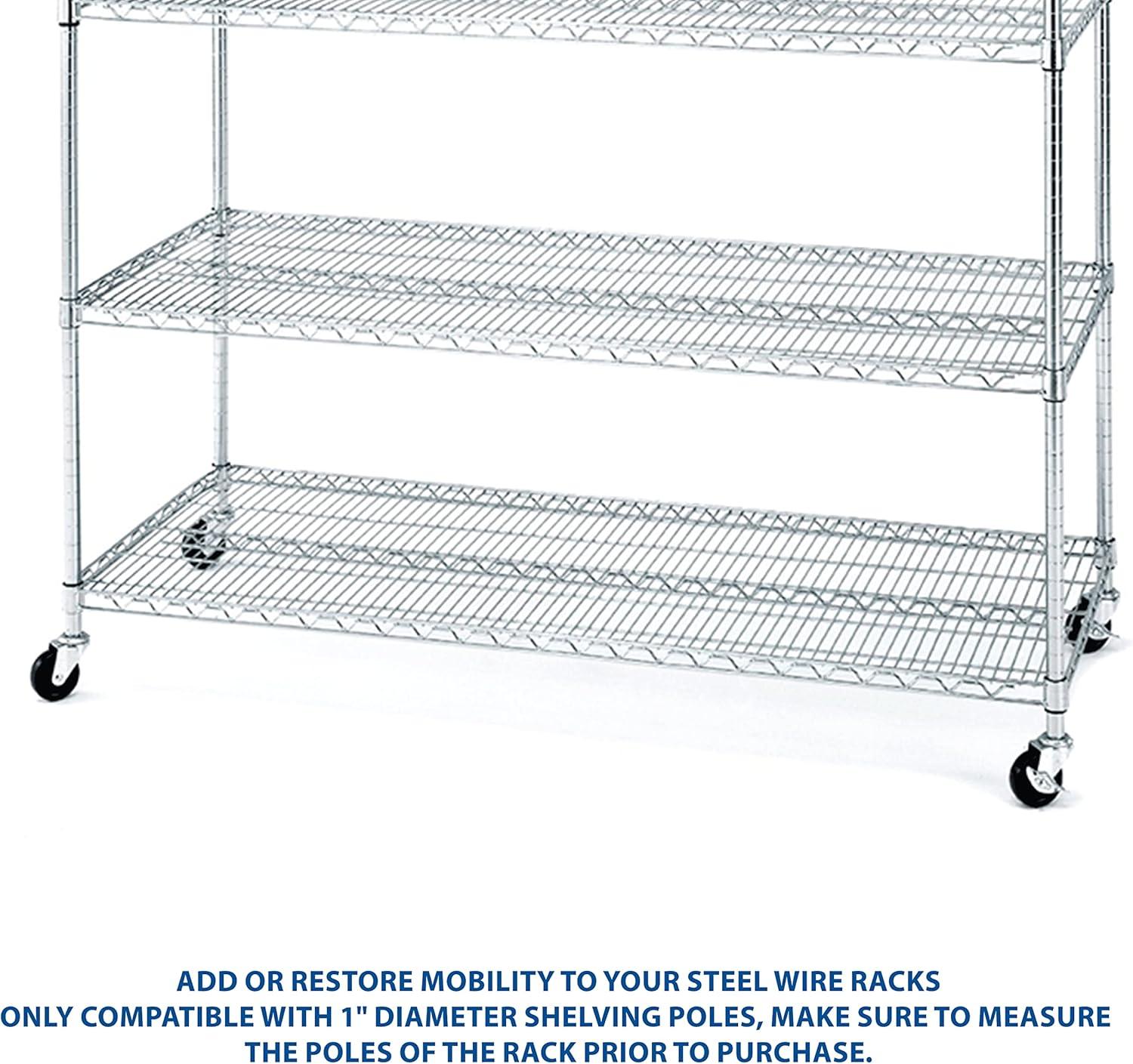 Seville Classics SHE24005 Steel Wire Shelving System Replacement Casters, 3" Diameter, Set of 4