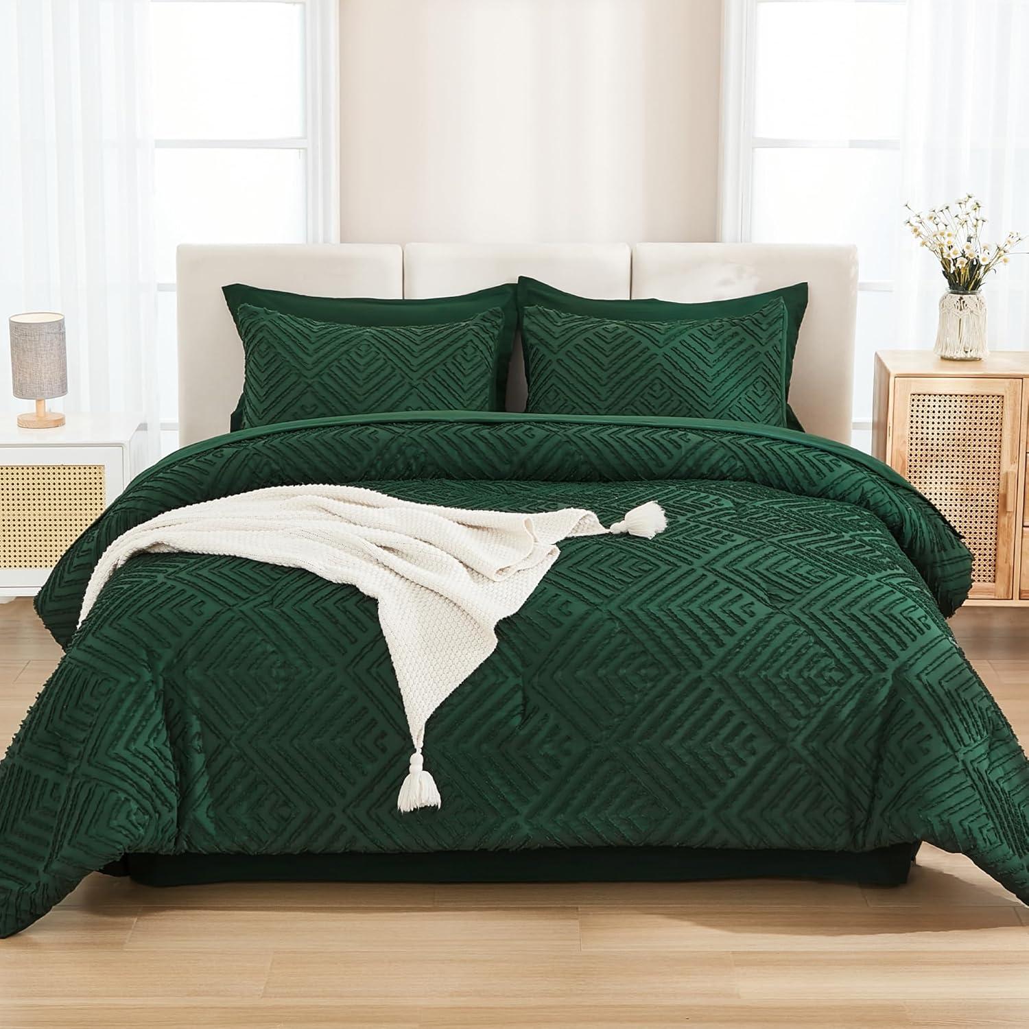 Emerald Green Microfiber King Bed in a Bag Set