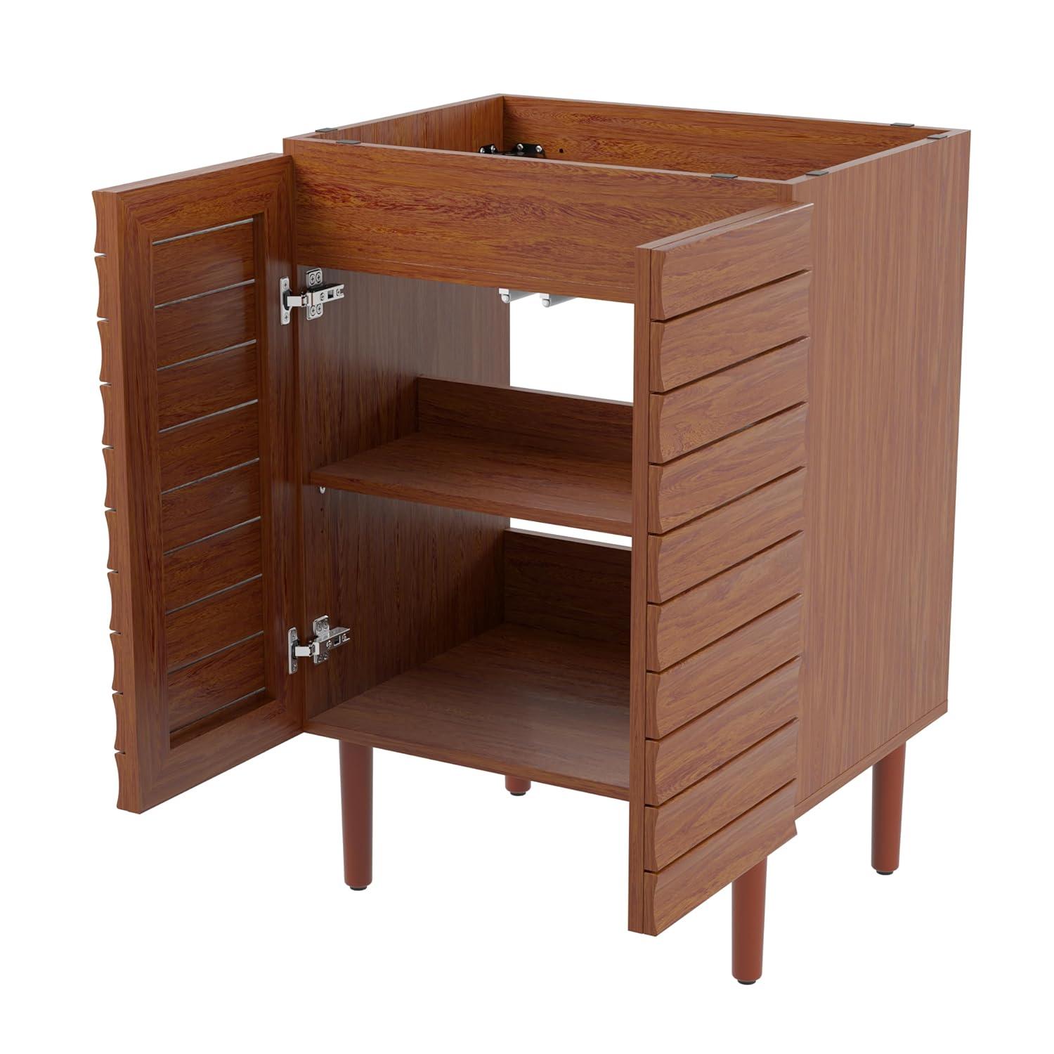 Aubert 24" Slat Modern Farmhouse 2-Shelf Bath Vanity Cabinet Only (Sink Basin not Included)