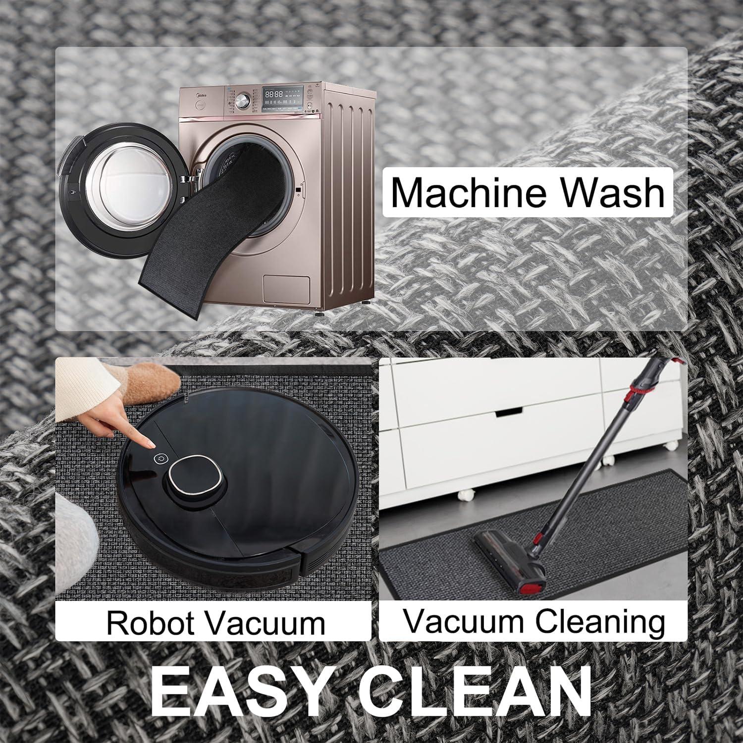 Kitchen Mat Set of 2 PCS, Cushioned Non Slip Rugs for Kitchen Floor, Absorbent Runner Comfort Standing Mats Washable for Kitchen, Office, Home (Brown, 17.3"x47"+17.3"x30")