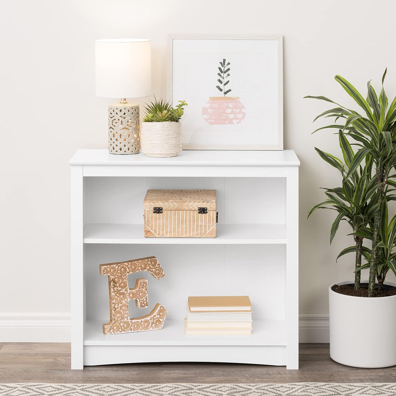 Prepac Home Office 2-Shelf Standard Bookcase with Durable Laminate Finish, White