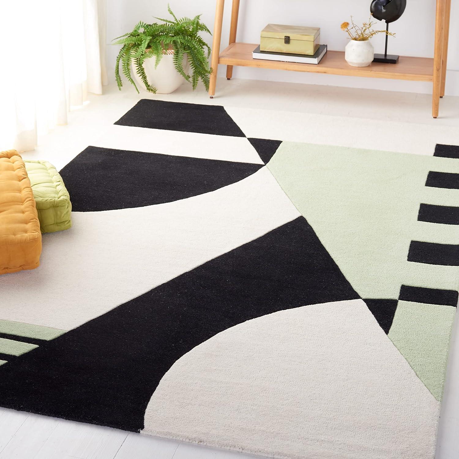 Rodeo Drive RD863 Hand Tufted Indoor Area Rug - 6'x9' - Black/Green - Safavieh