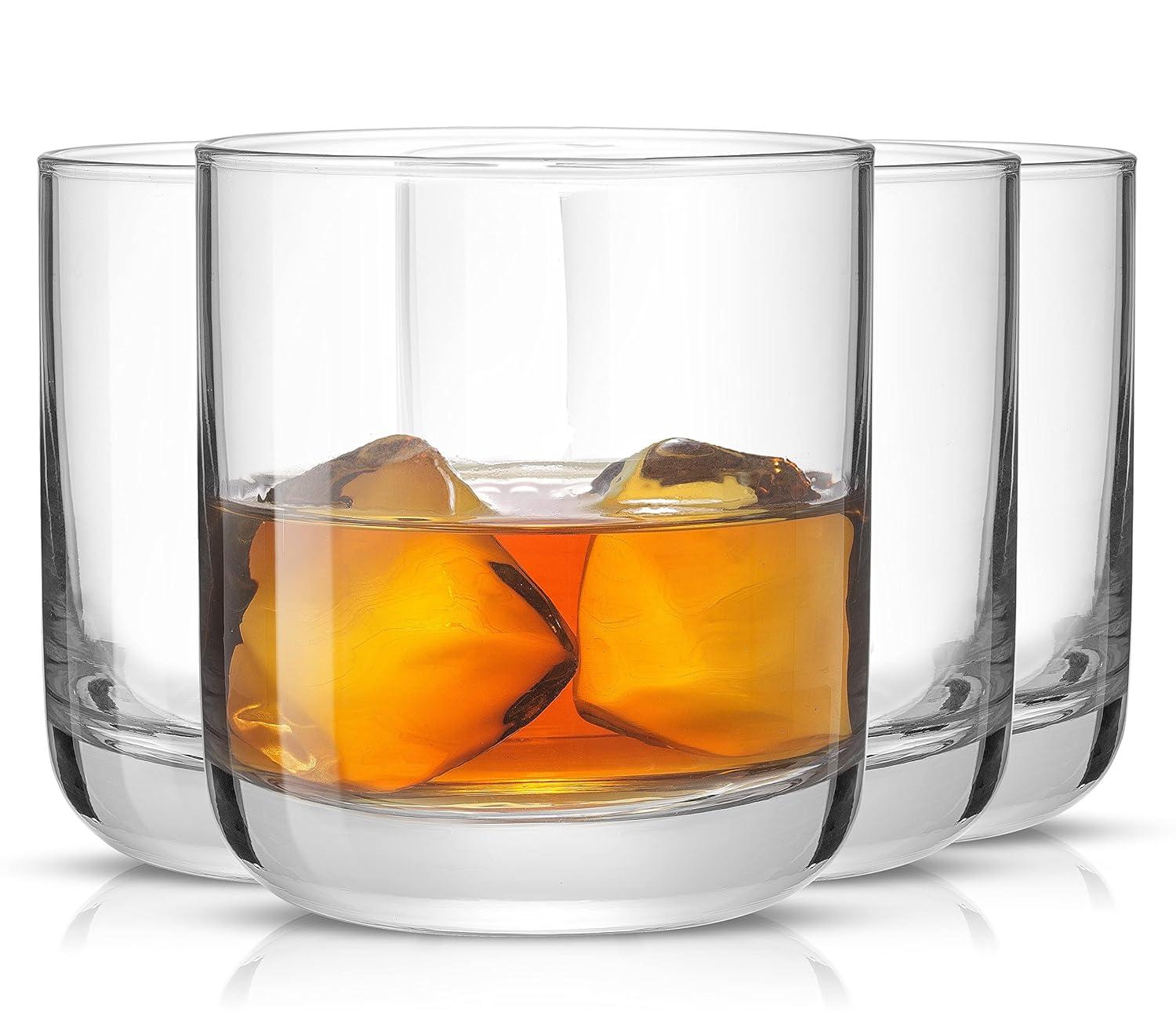 JoyJolt Nova Crystal Drinking Glasses - Short Tumbler Drinking Glass Set - Set of 4