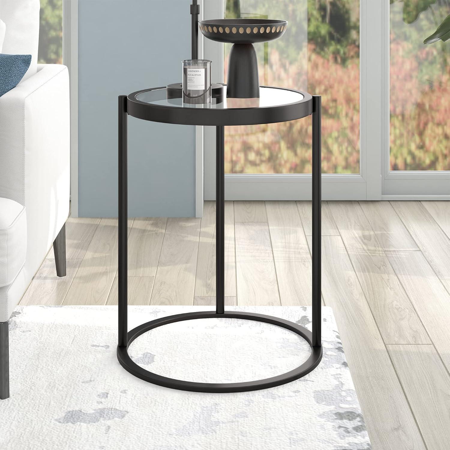 Evelyn&Zoe Duxbury 16" Wide Round Side Table, Blackened Bronze