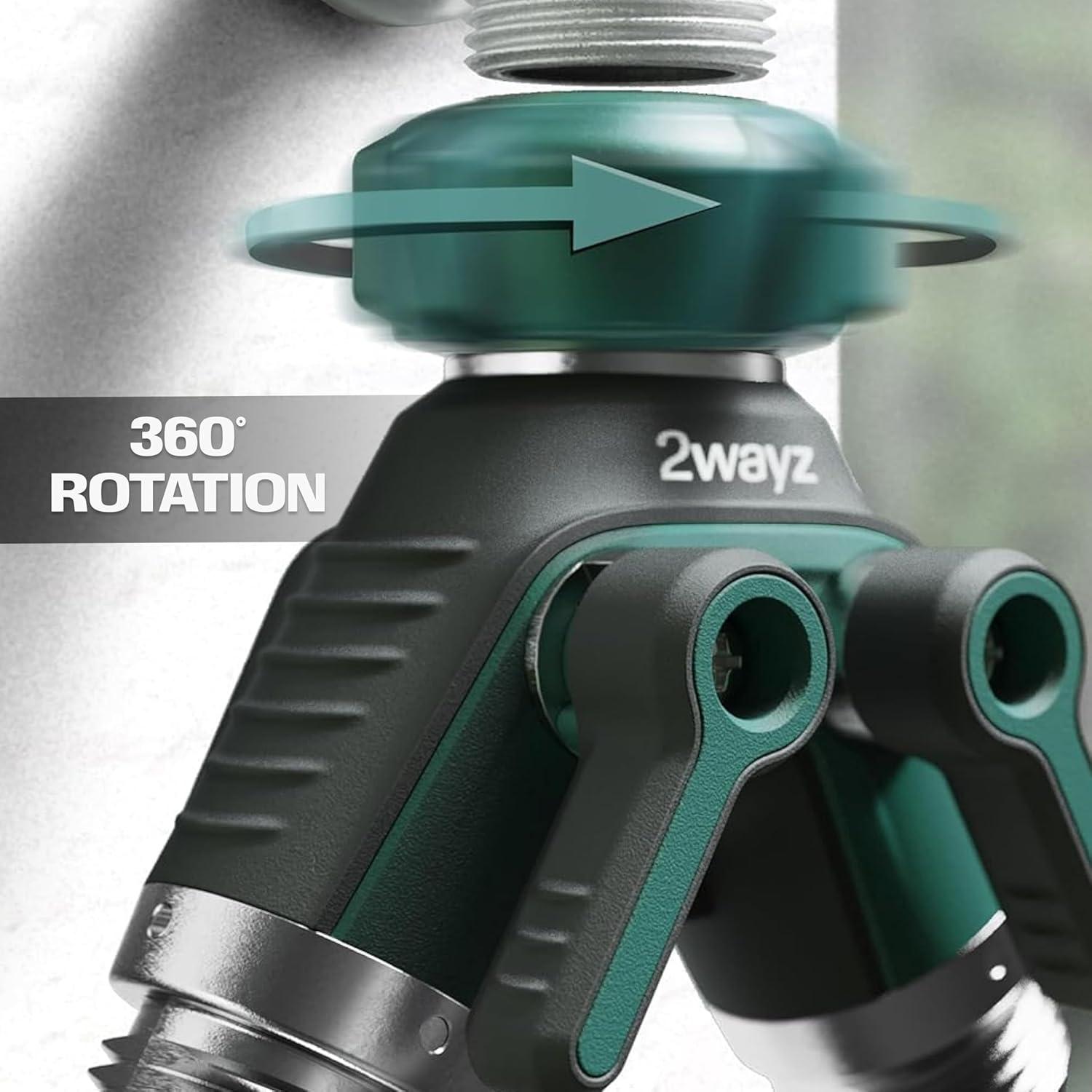 2WAYZ Dual Outlet Water Hose Splitter - 360° Rotation