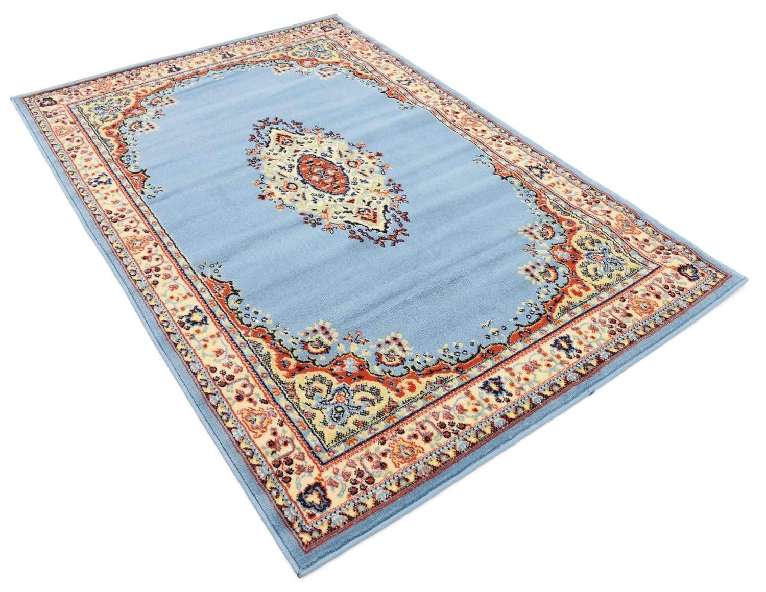 Unique Loom Reza Collection Area Rug - Washington (4' 1" x 6' 1" Rectangle Light Blue/Cream)