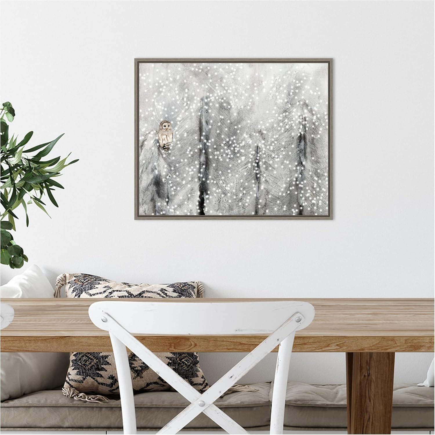 Amanti Art Snowy Habitat II (Owl) by Alicia Ludwig Canvas Wall Art Print Framed 20 x 16-in.