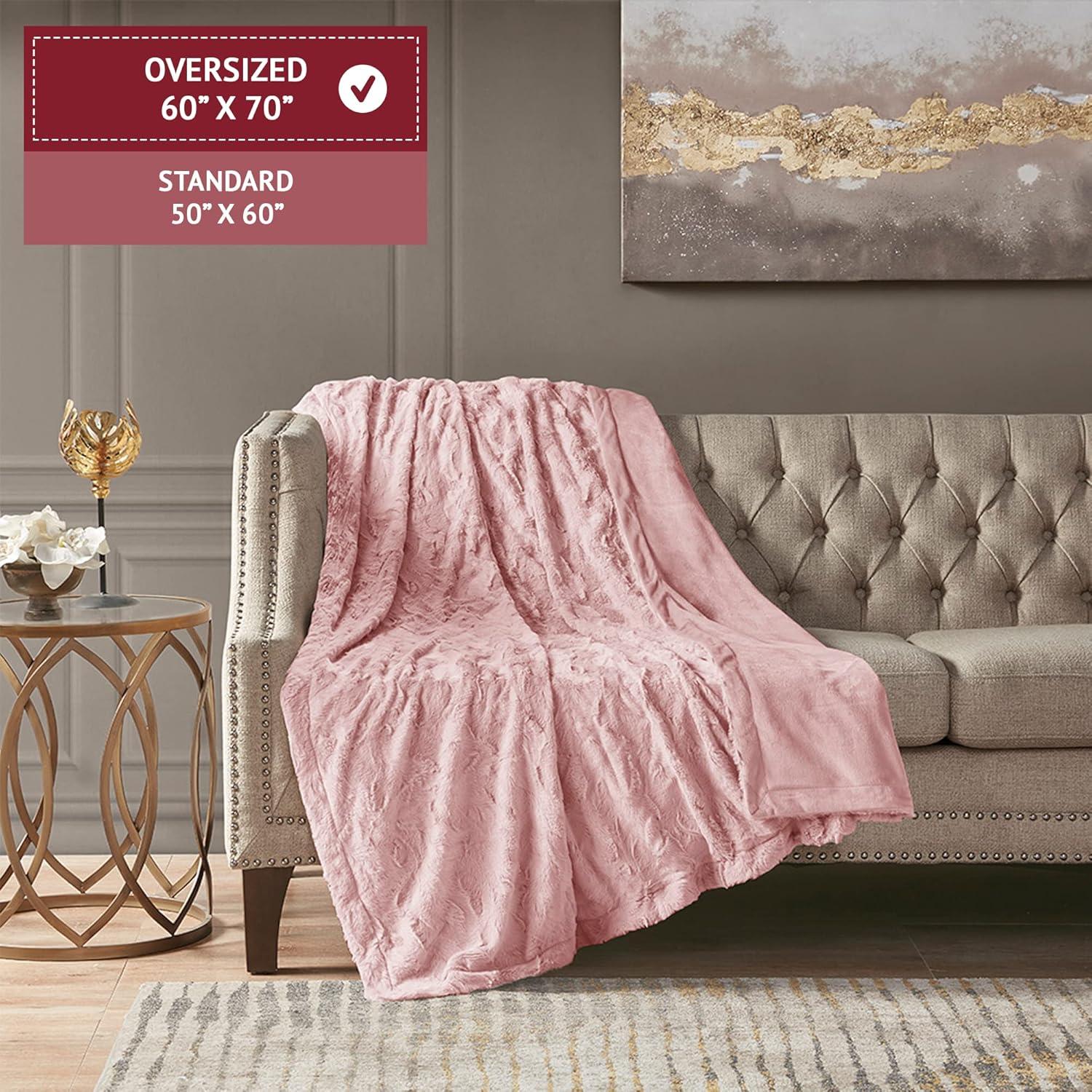 60"x70" Oversized Marselle Faux Fur Throw Blanket - Madison Park