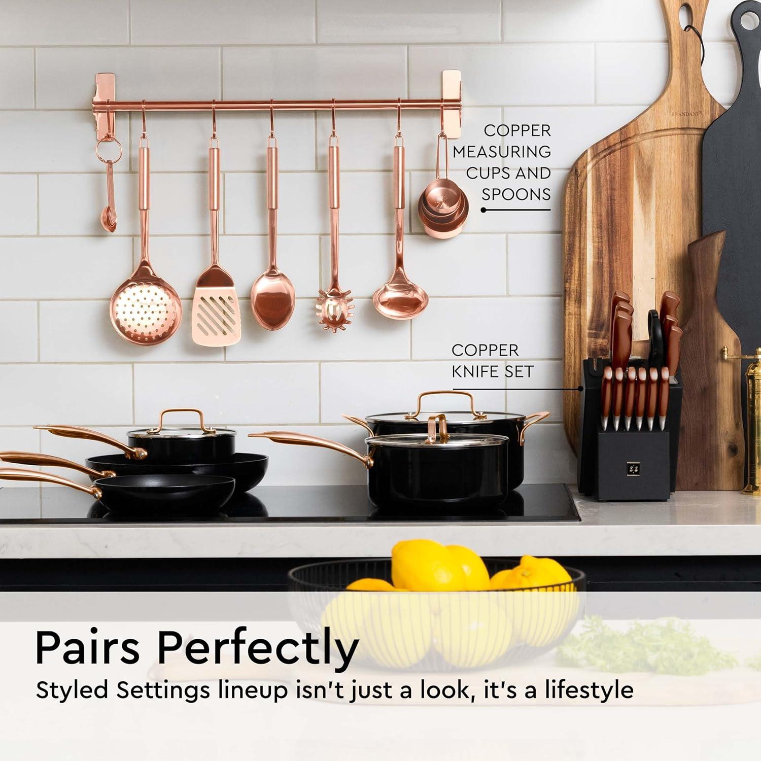 Styled Settings Copper Stainless Steel Cooking Utensils Set