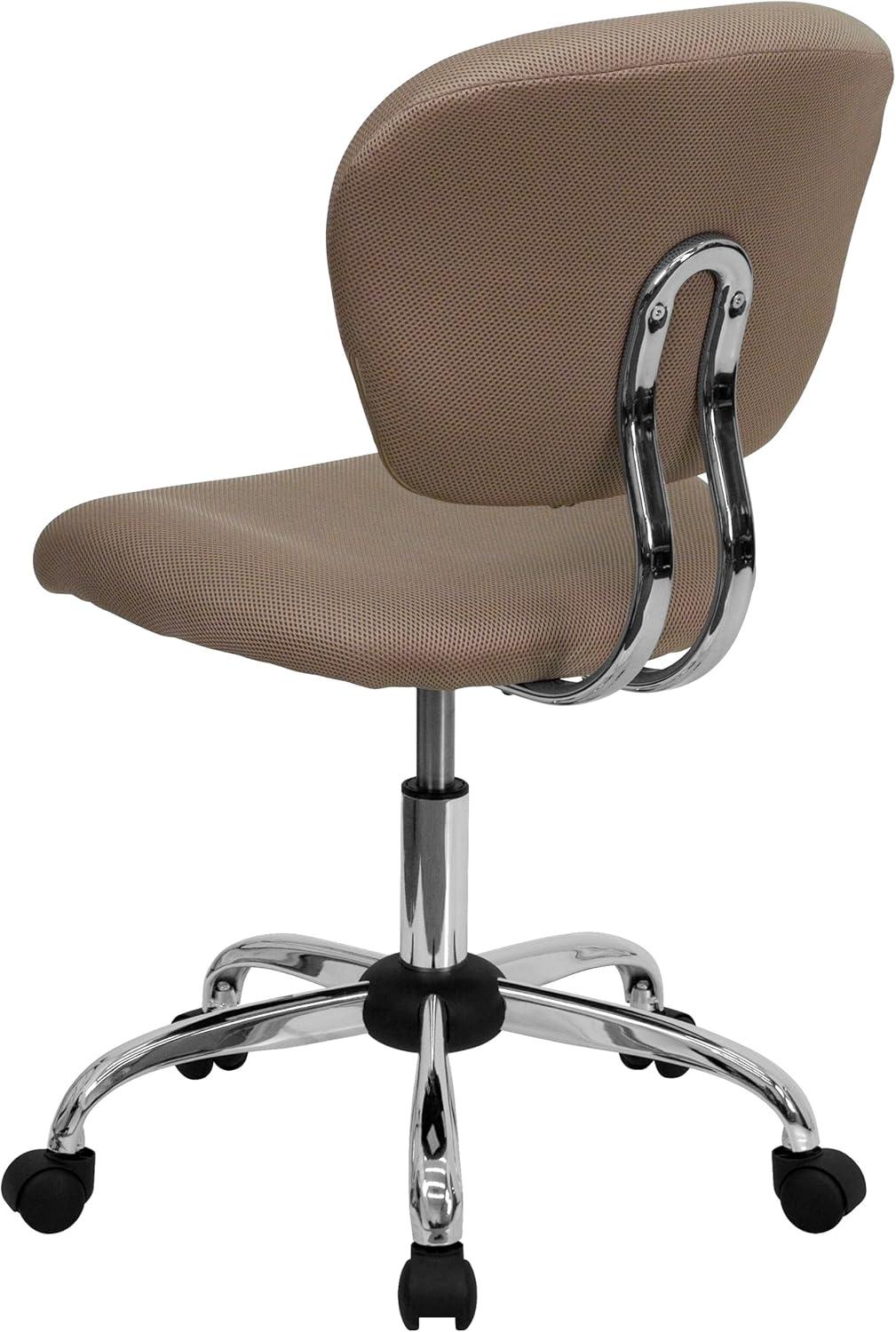 Mid-Back Coffee Brown Mesh Swivel Task Chair with Chrome Base