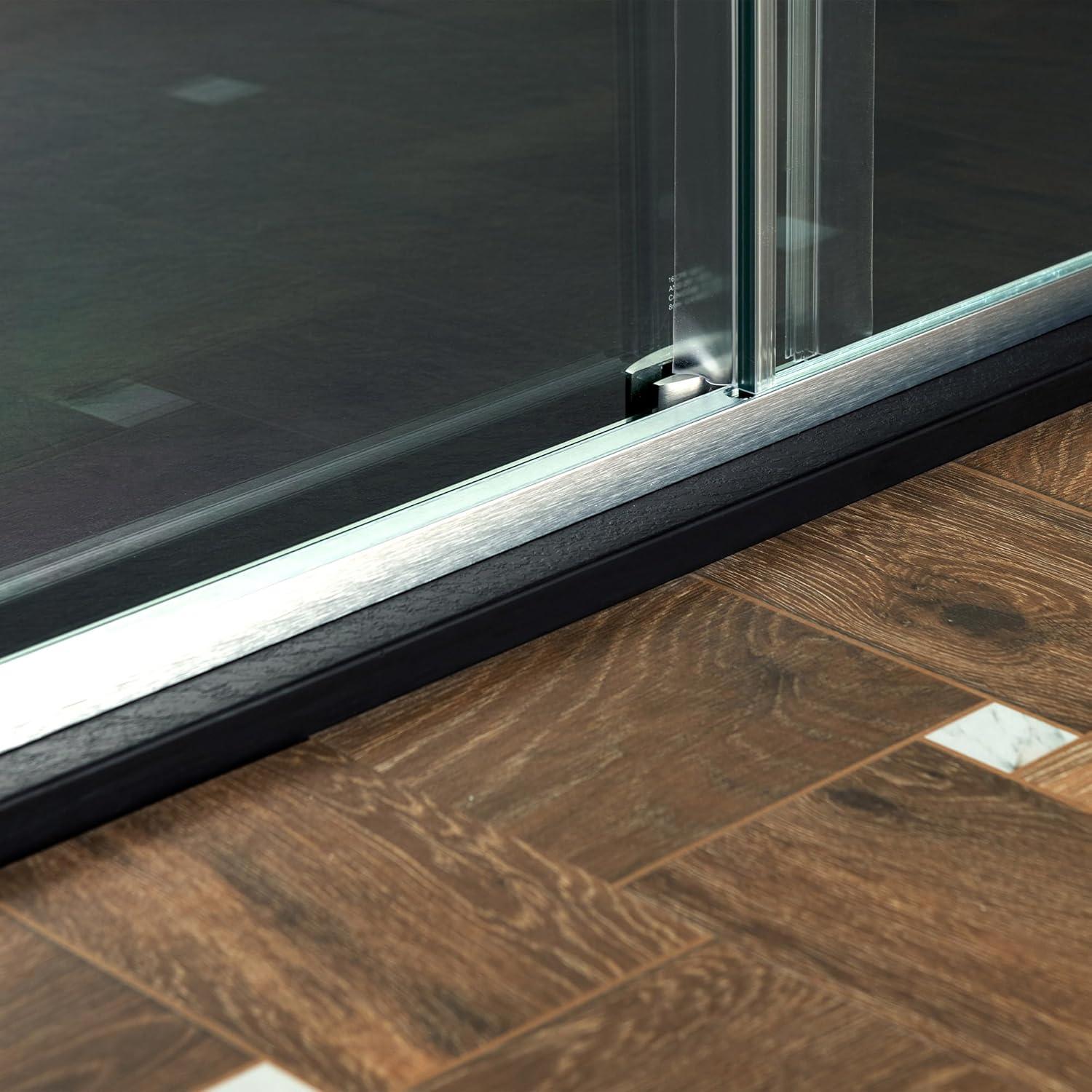 WoodBridge Semi-Frameless Single Sliding Shower Doors, 56-60" W X 76" H With 5/16" Clear Tempered Glass And Explosion-Proof Film MSDF6076-C