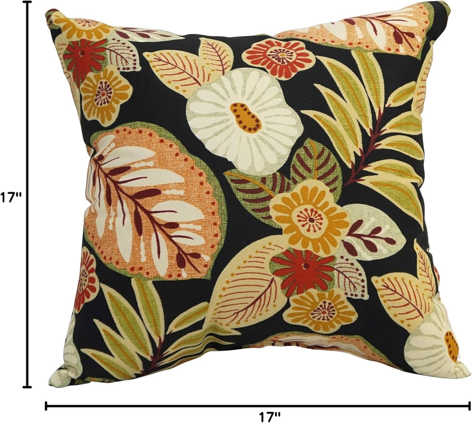 Blazing Needles Outdoor Cushion Collection Floral Indoor/Outdoor Reversible Throw Pillow (Set of 4)
